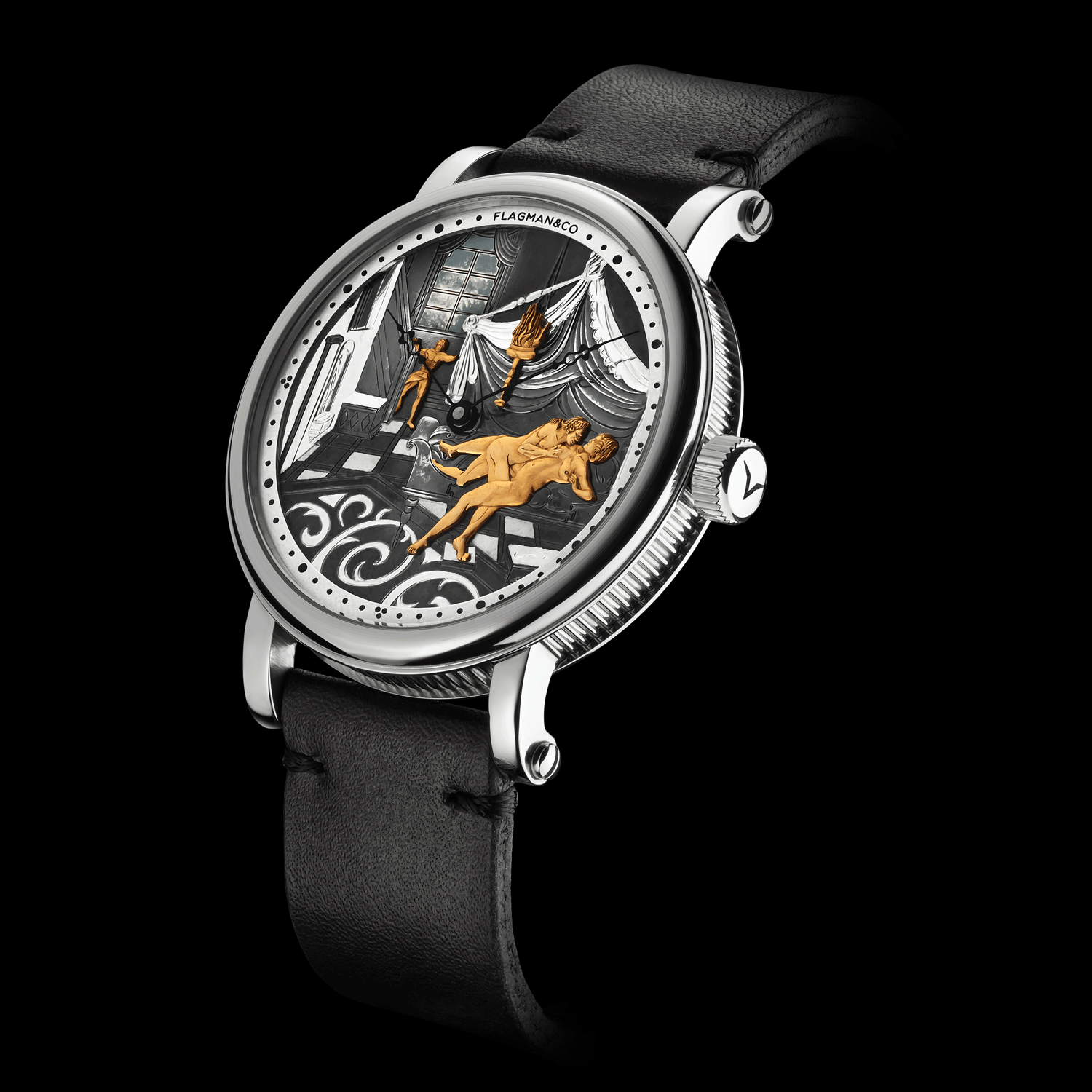 Detailed front View of Mechanical watch Adeptness - Handmade watch