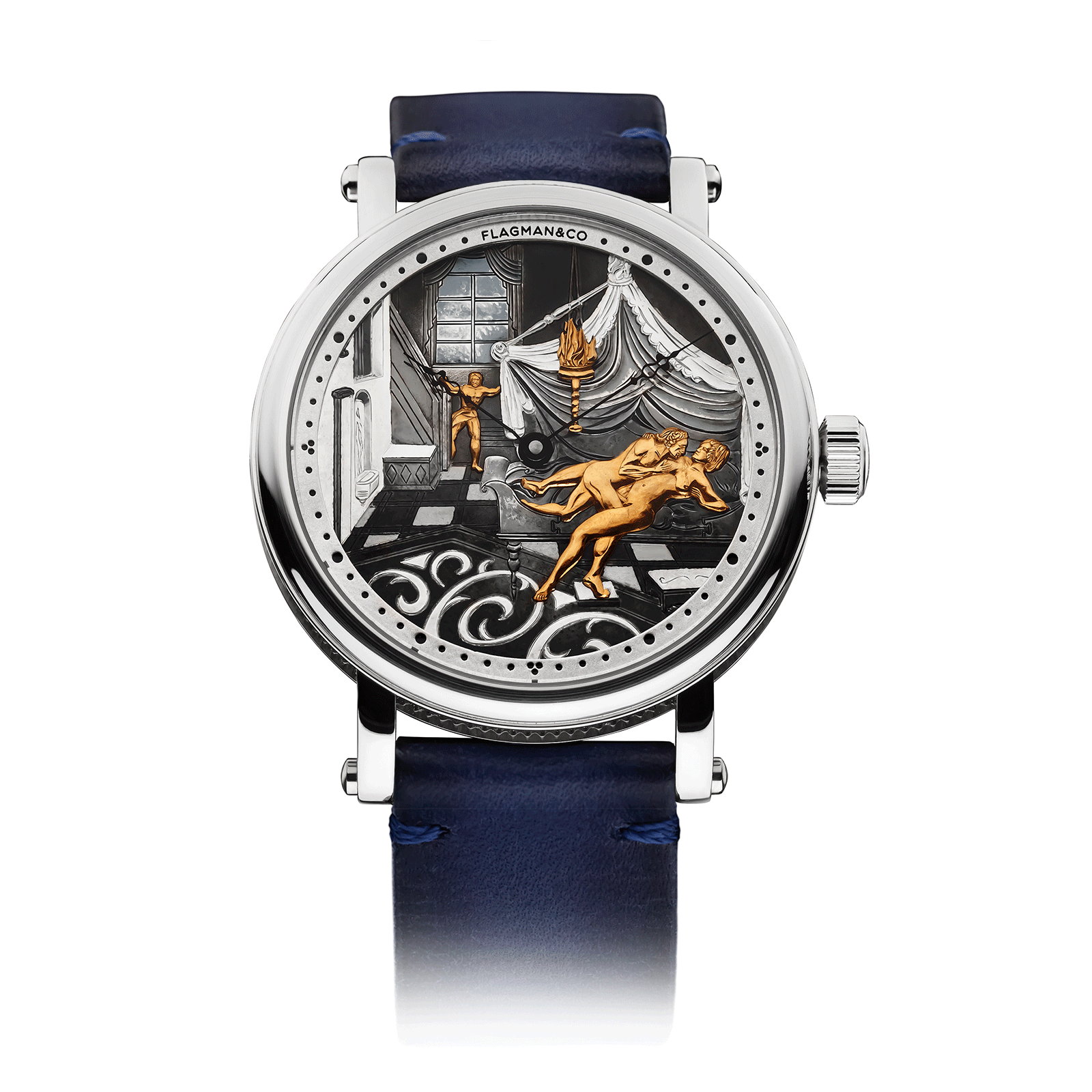 Handmade Watch Adeptness with Blue leather strap #color_blue