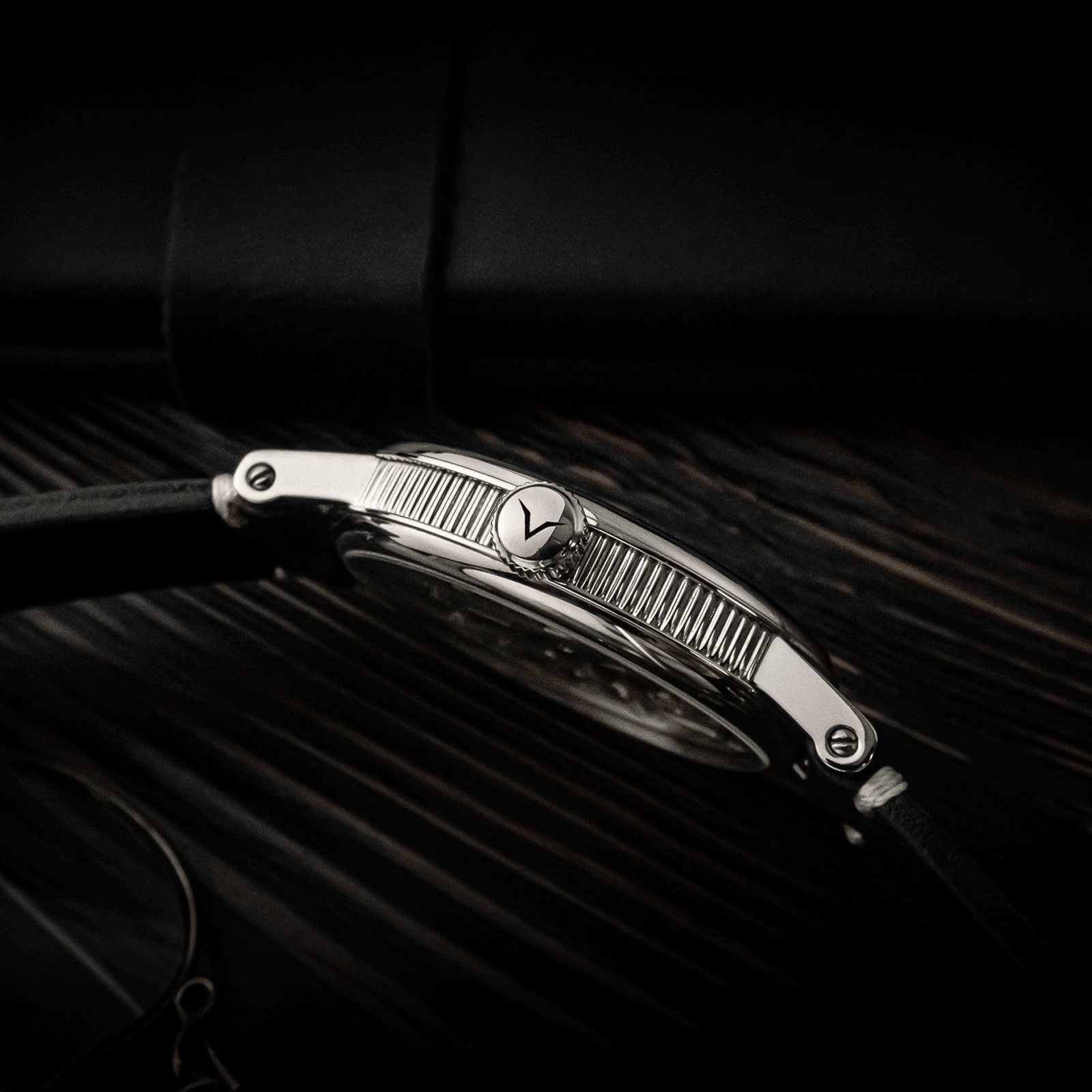 Lifestyle photo of crown of bohemian watch Bohemia Black