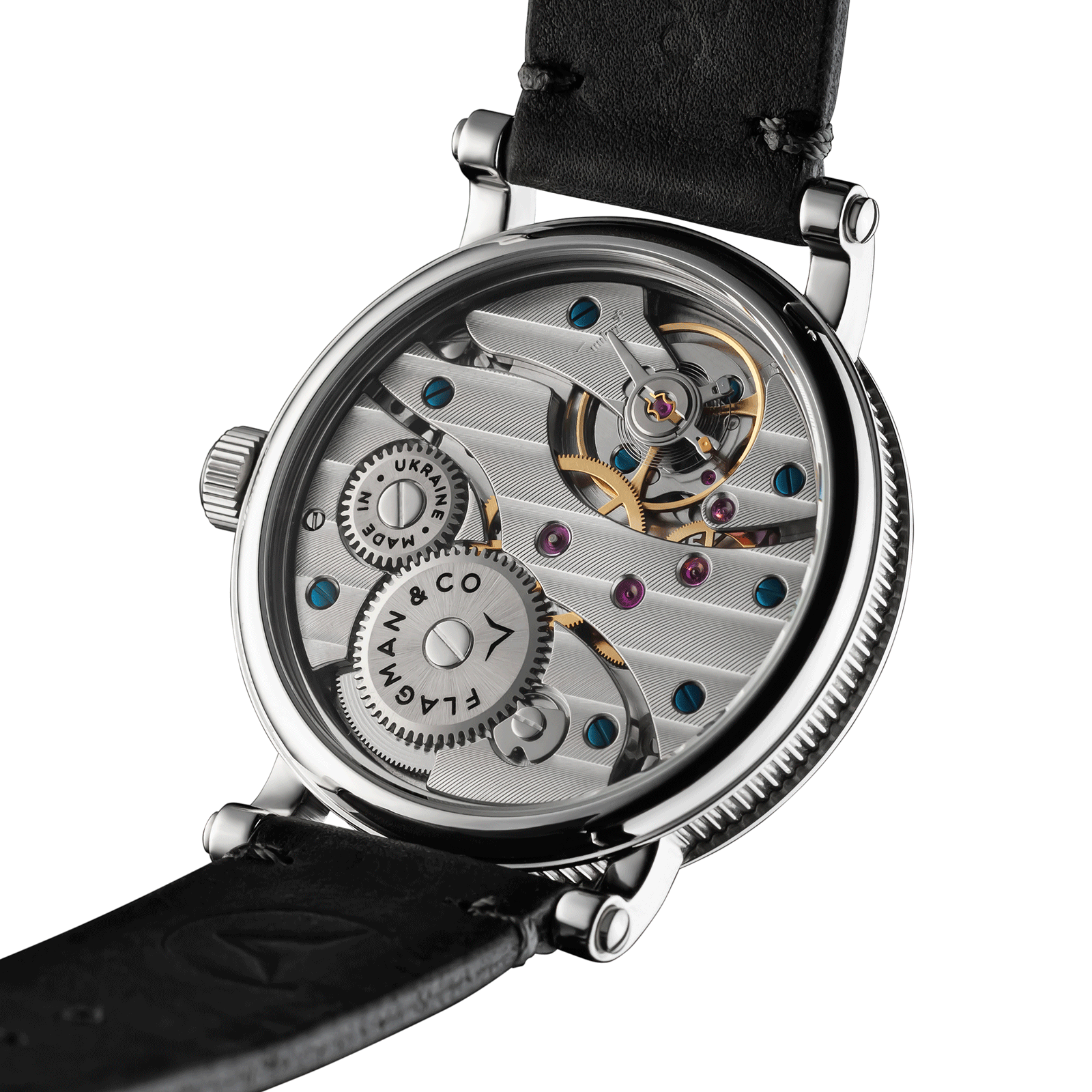 Back view of Bohemia Gray Mechanical watch for men – exposed movement