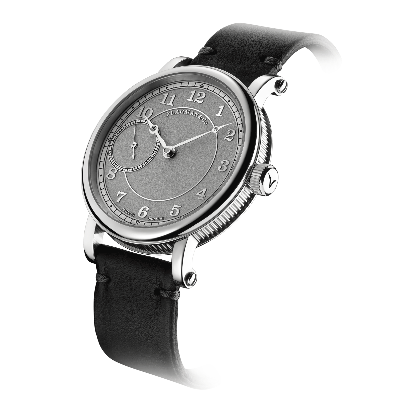 Mechanical watch Bohemia Gray, with side crown and detailed case finish