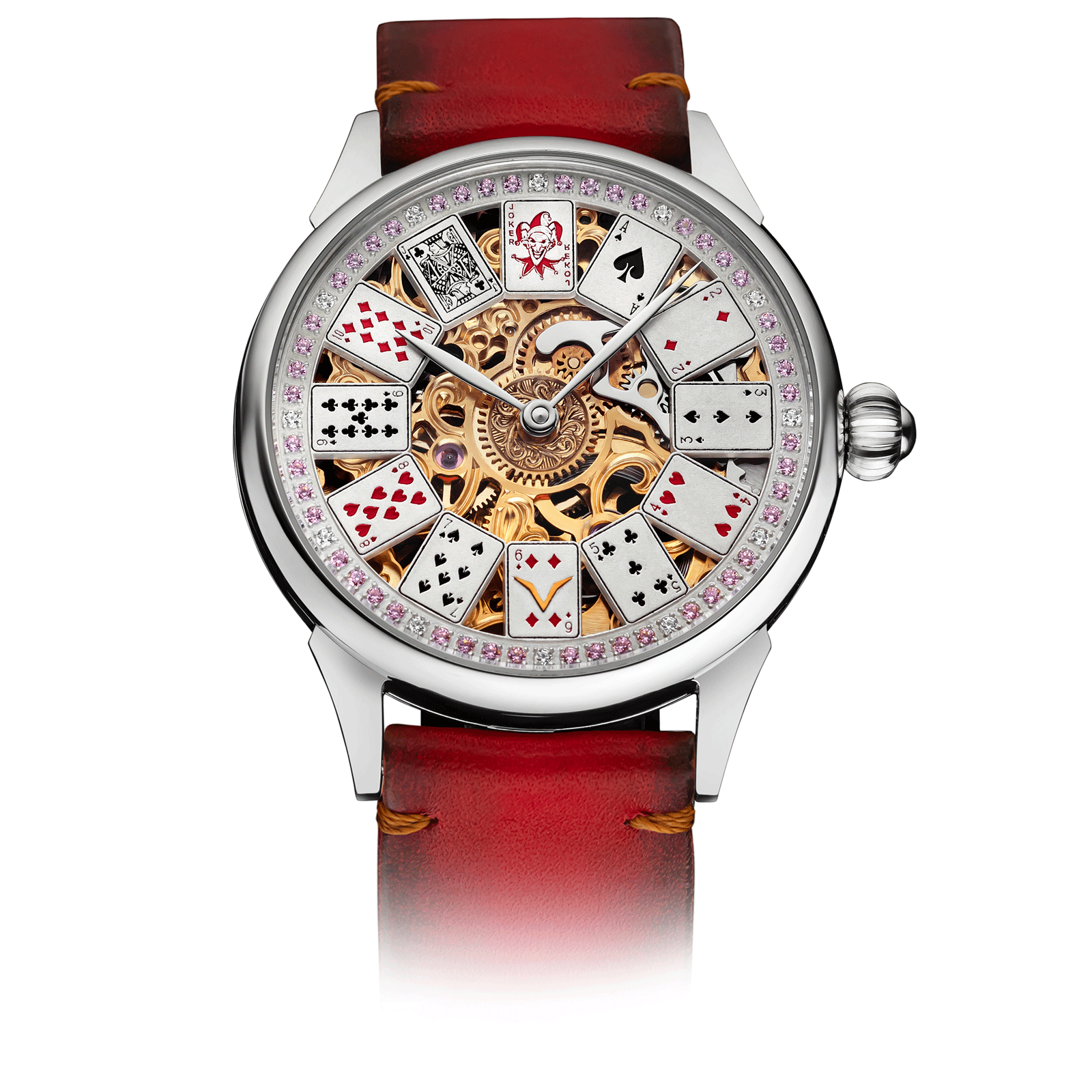 Red Strap Skeleton Watch – Rose Royale #color_red