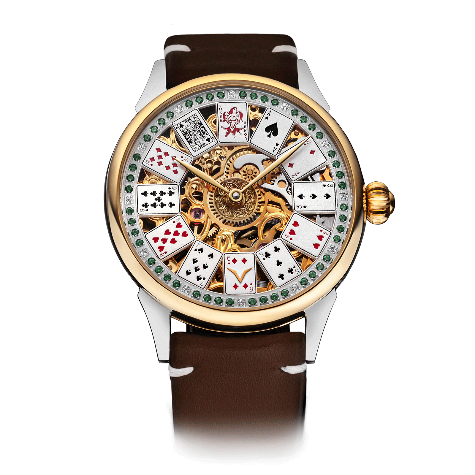 Brown Strap – Poker Skeleton Watch #color_brown
