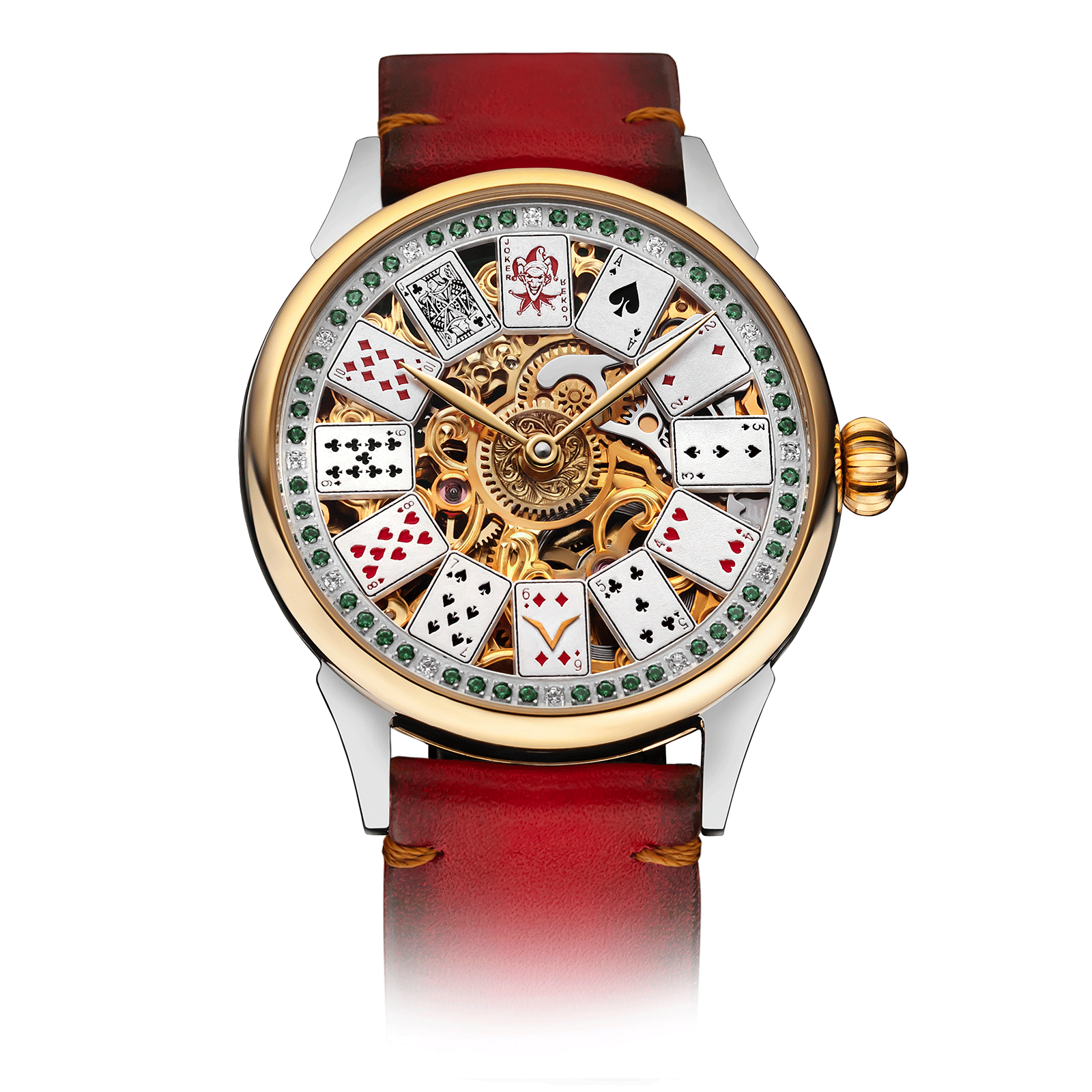 Red Strap Skeleton Watch – Emerald Royale #color_red