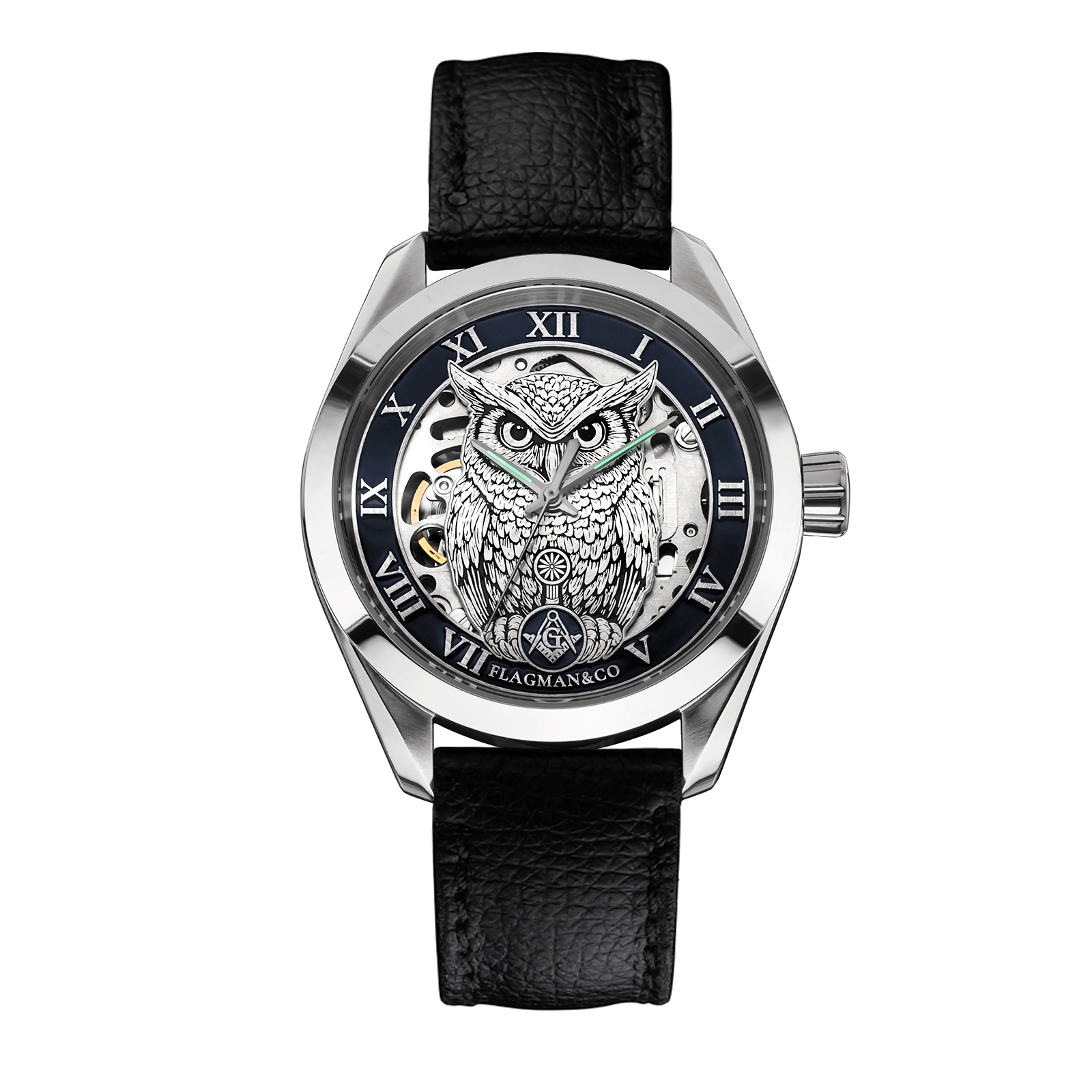 Men’s Automatic Watch Noctua Blue on Black Strap #color_ black