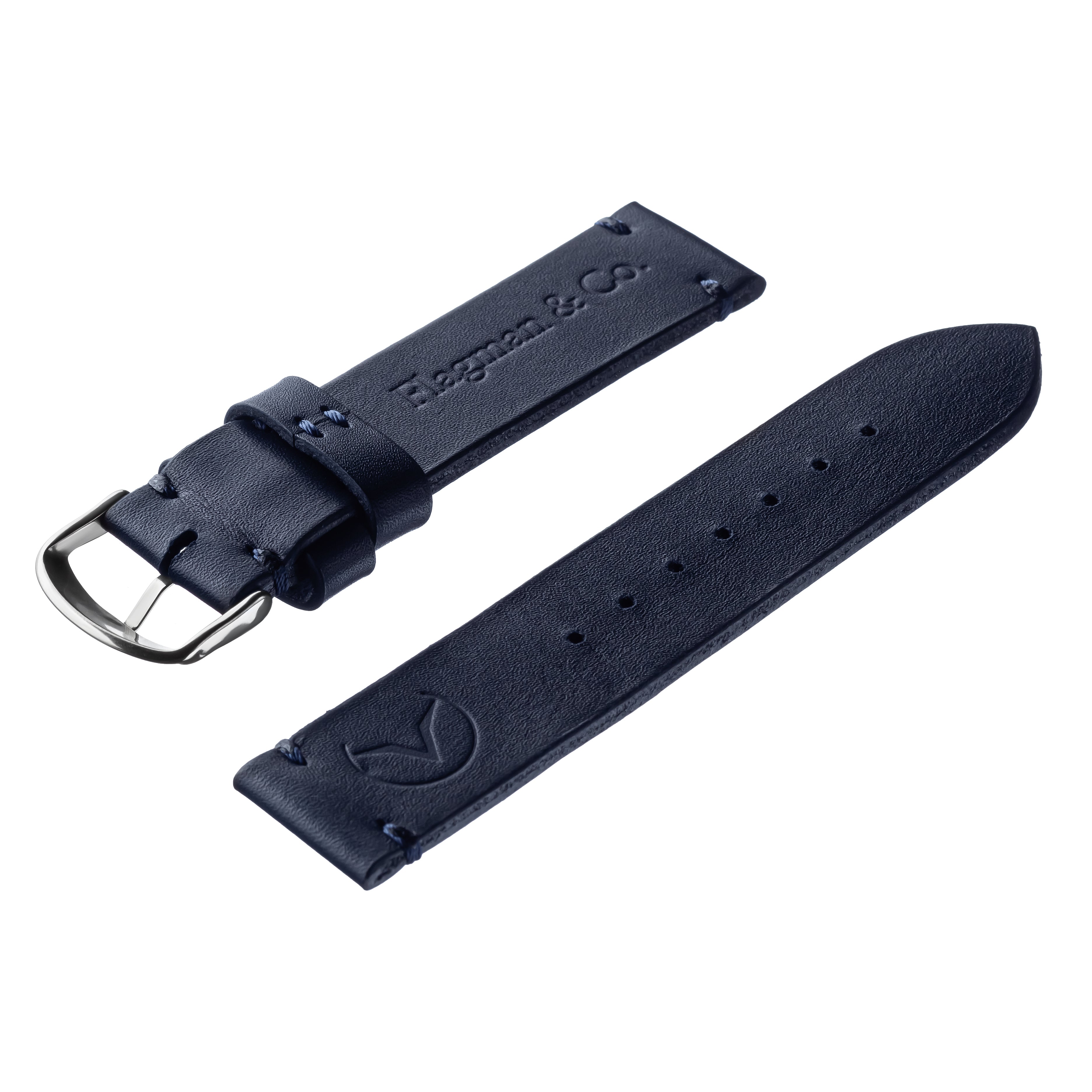 Back side of Italian Pueblo leather Handmade watch strap, Blue