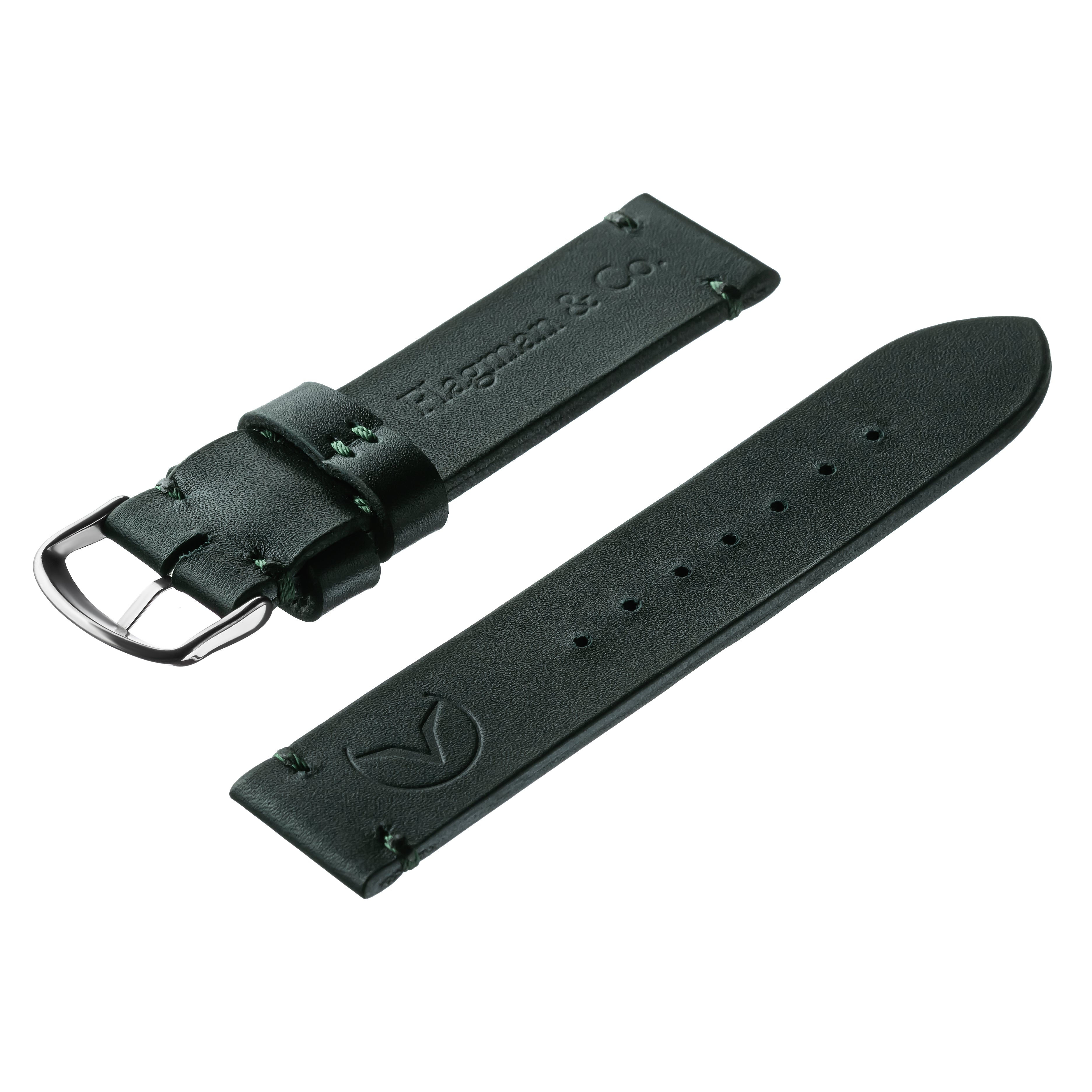 Back side of Italian Pueblo leather Handmade watch strap, Green