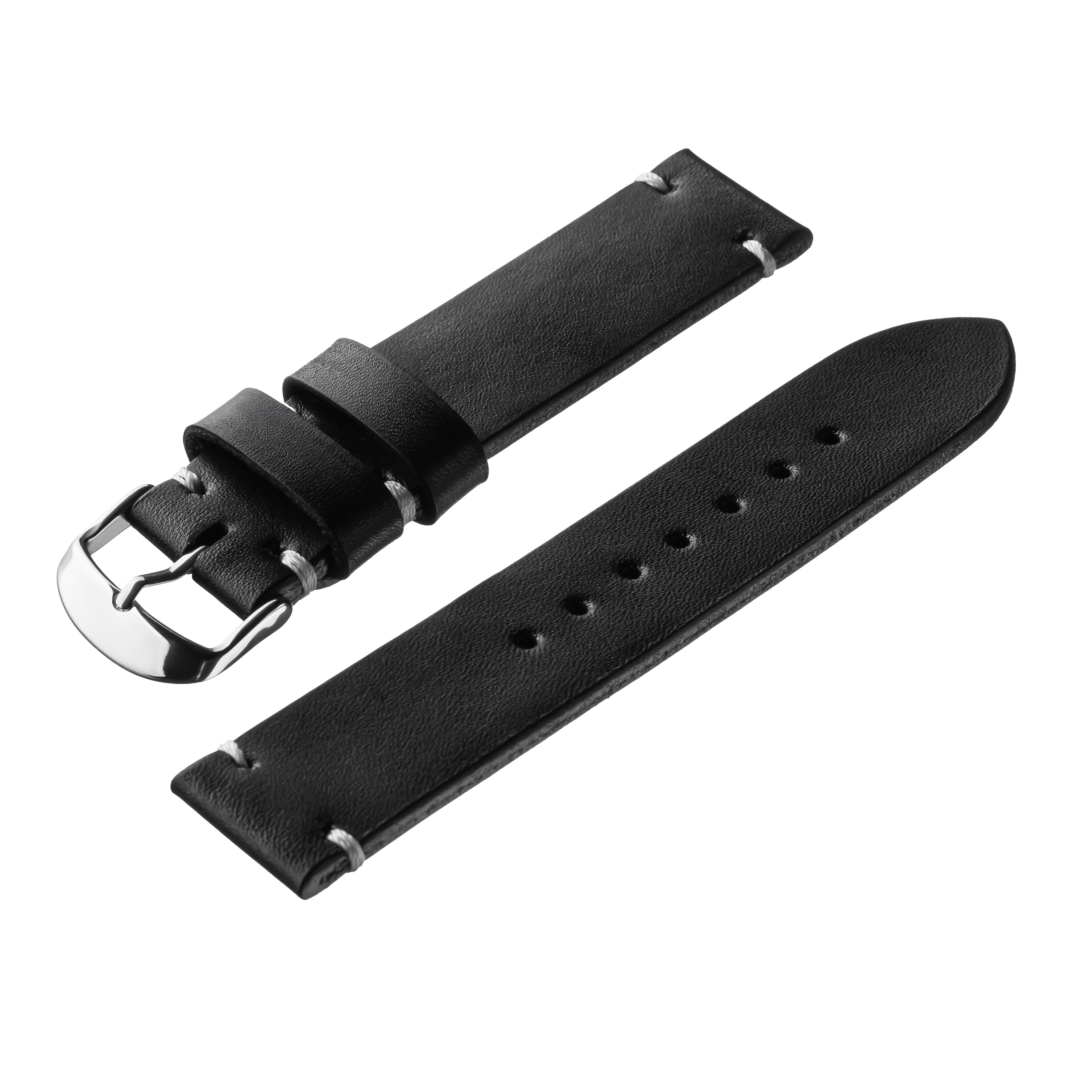 Italian Pueblo leather Handmade watch strap Black