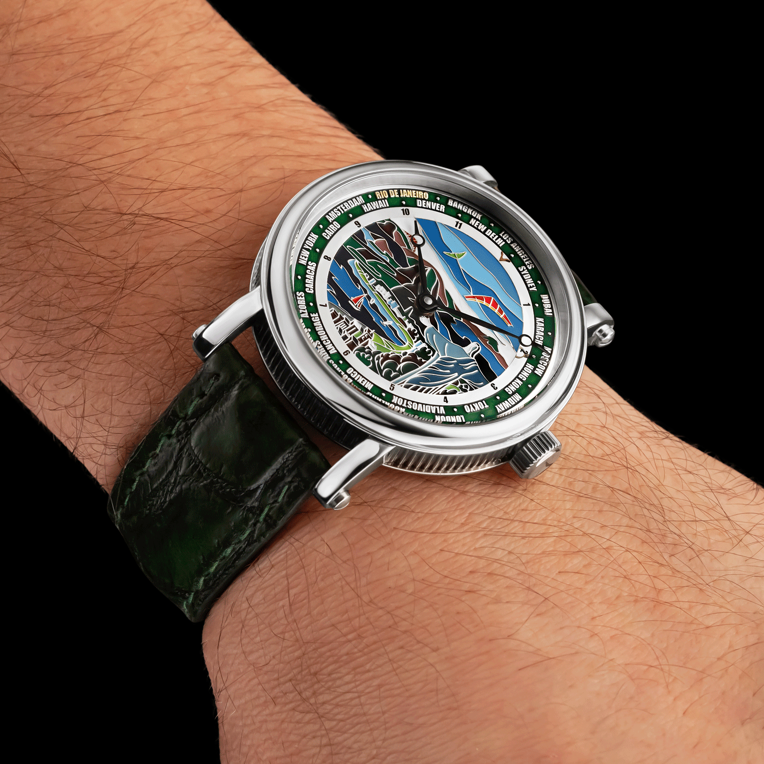 Front view of Designer watch worn on wrist - Rio de Janeiro