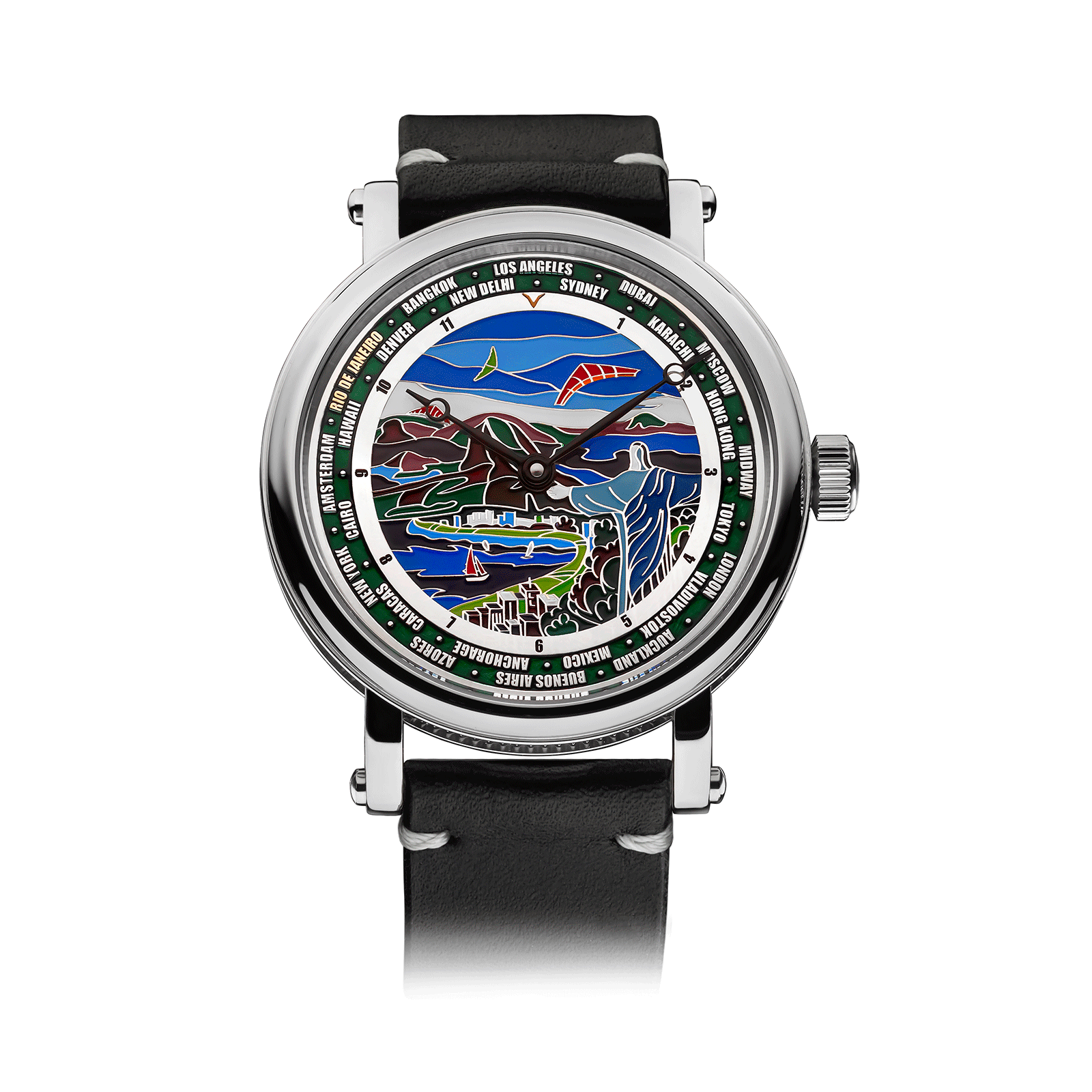 Black Leather Strap on Luxury mens Watch Rio de Janeiro #color_black