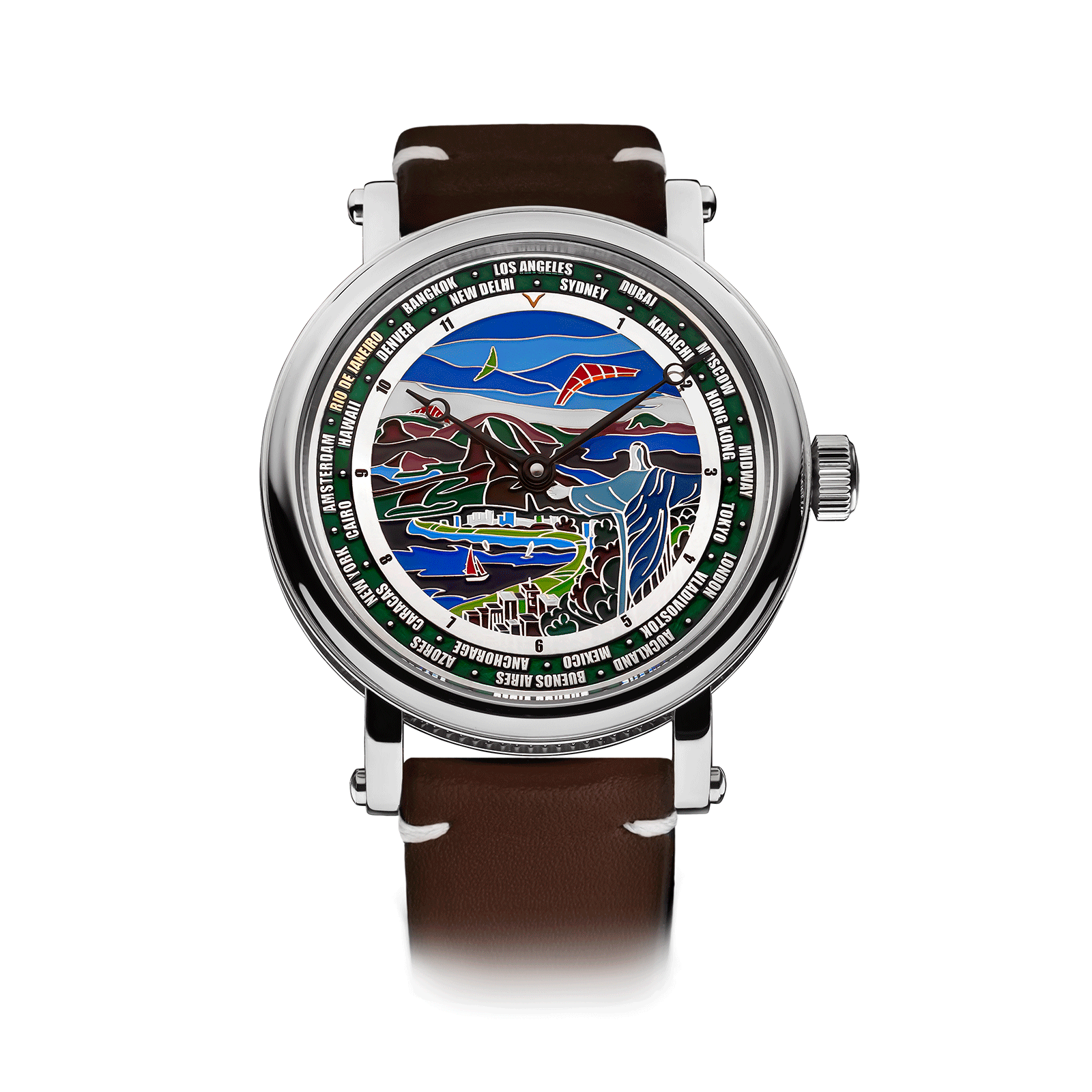 Brown Leather Strap on Mechanical Watch Rio de Janeiro #color_ brown