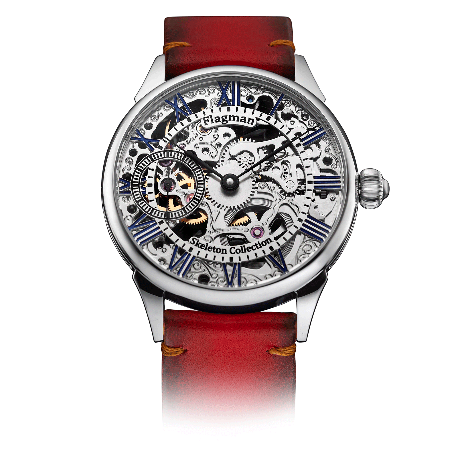 Rome Skeleton watch with Red Strap #color_red