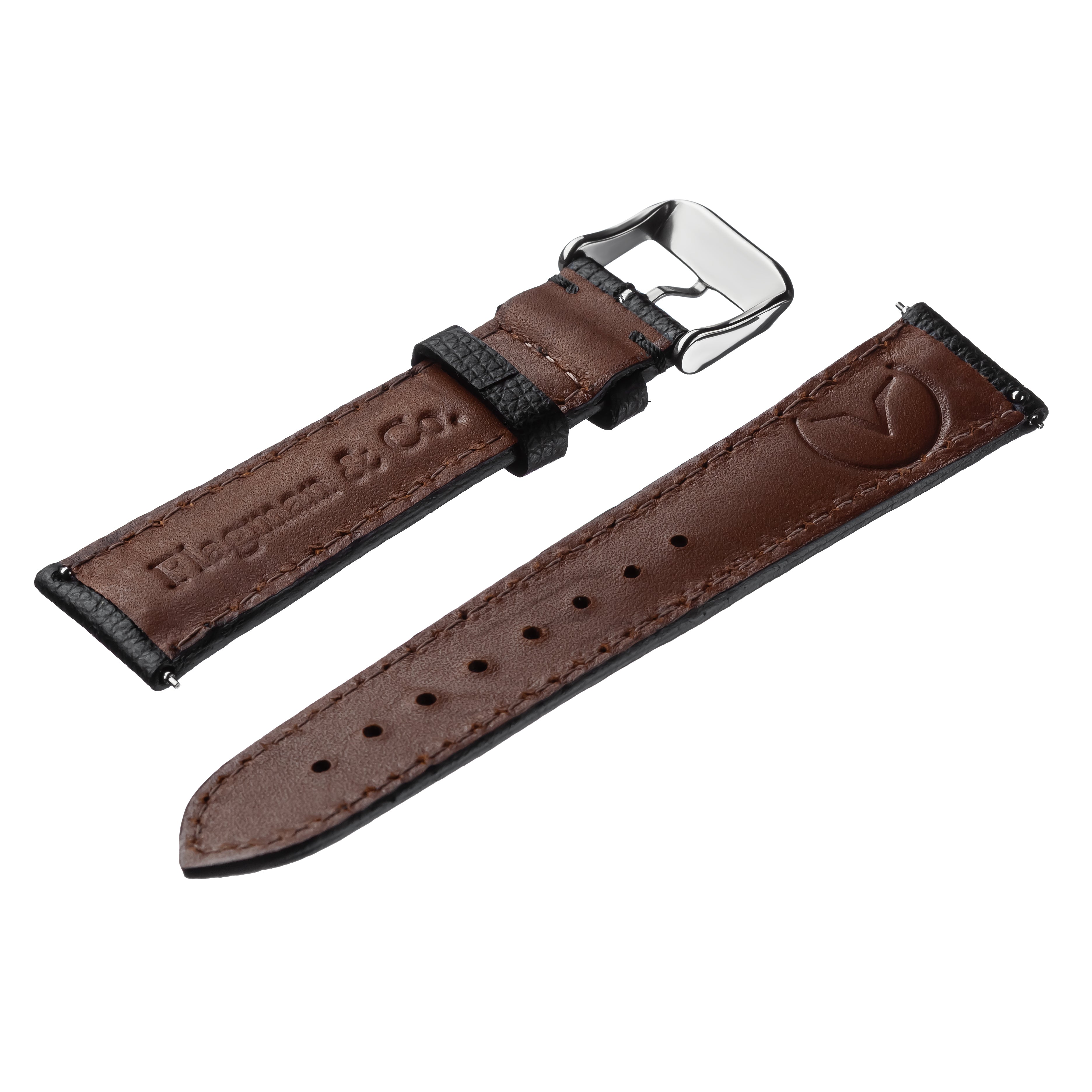 Back side of Black Italian Safian leather Handmade watch strap