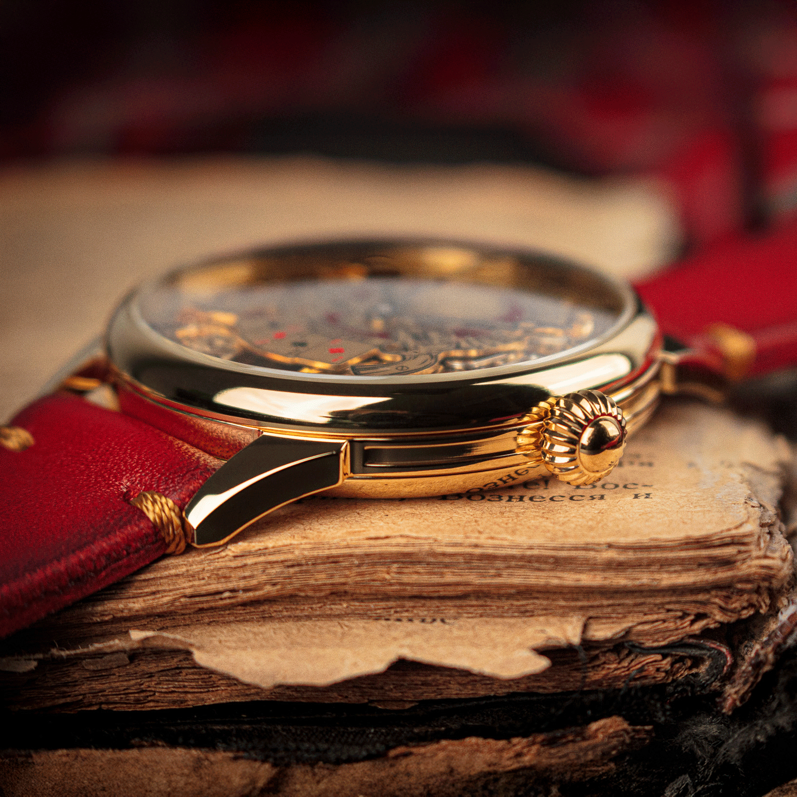 Lifestyle photo of casino watch in casino-inspired setting – mechanical skeleton watch