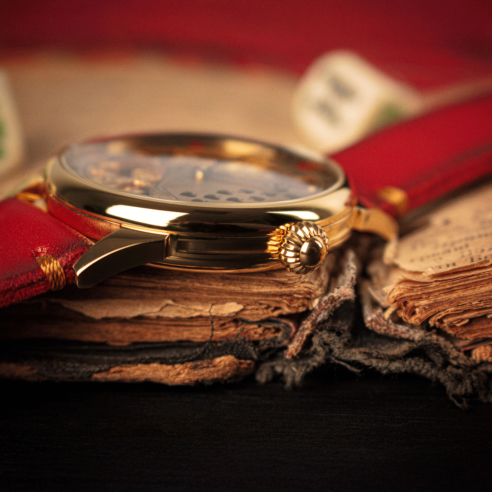 Lifestyle photo of poker watch in casino-inspired setting – skeleton watch