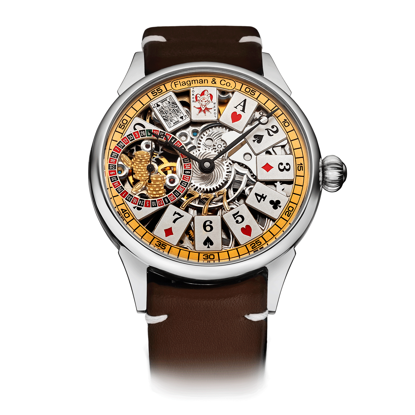 Brown Strap – Casino Skeleton Watch #color_brown
