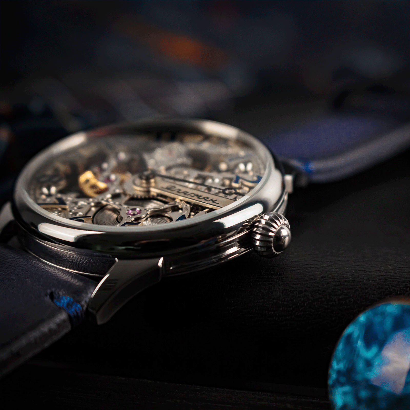 Front view of steampunk watch – mechanical watch