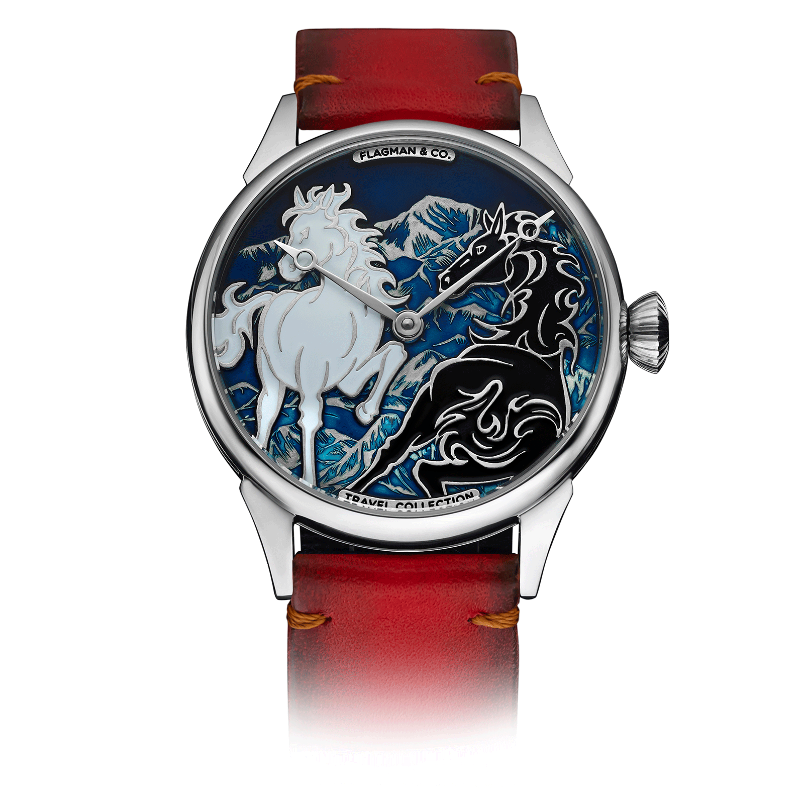 Red Leather Strap on Spirit Horses Watch #color_red