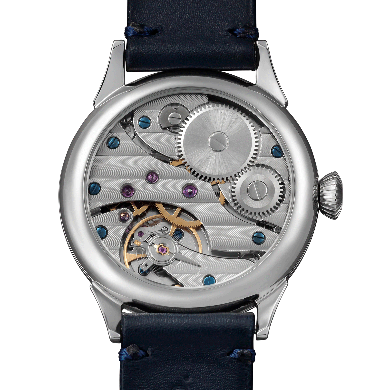 Back view of Handmade watch – exposed movement - Spirit