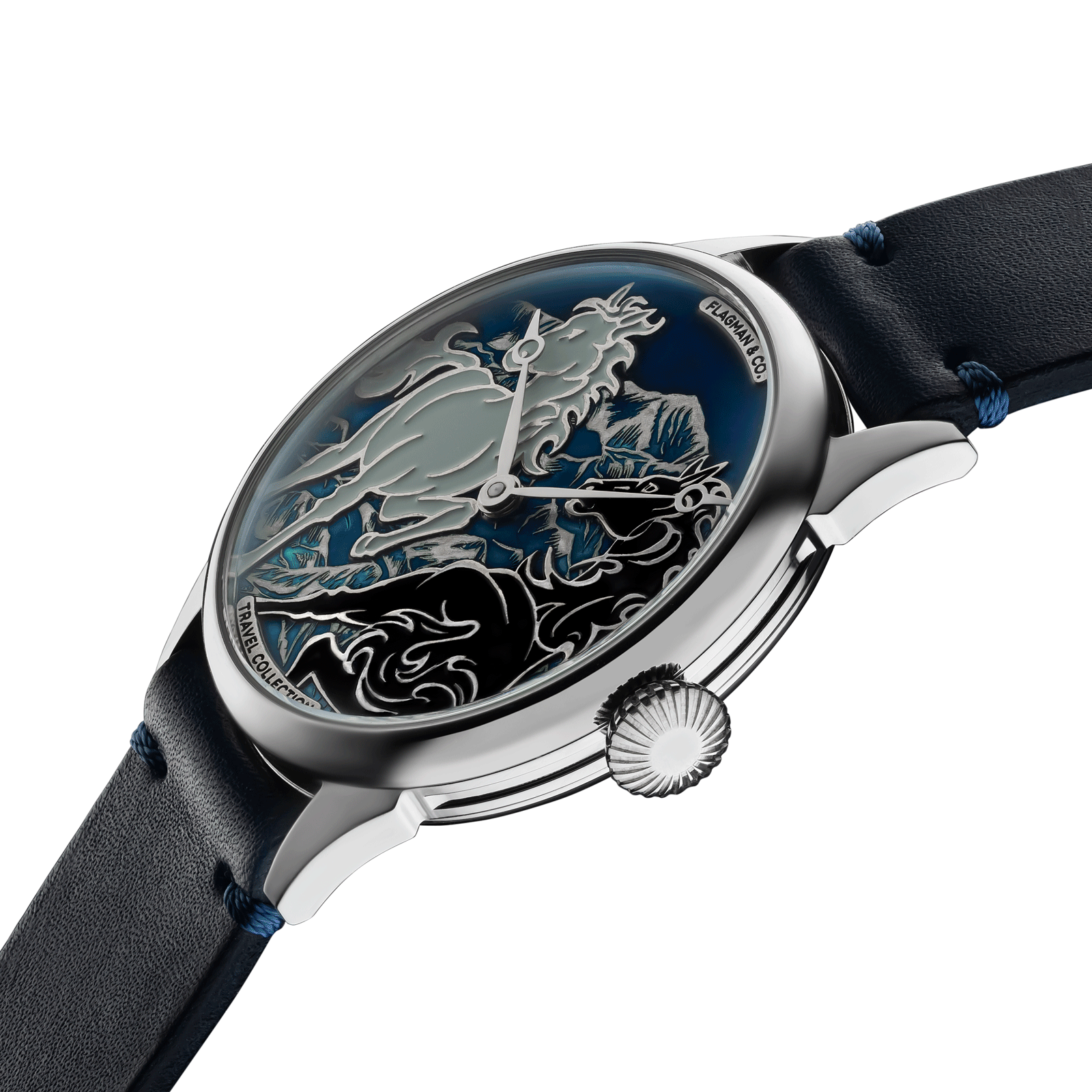 Handmade watch with side crown and detailed case finish - Spirit watch