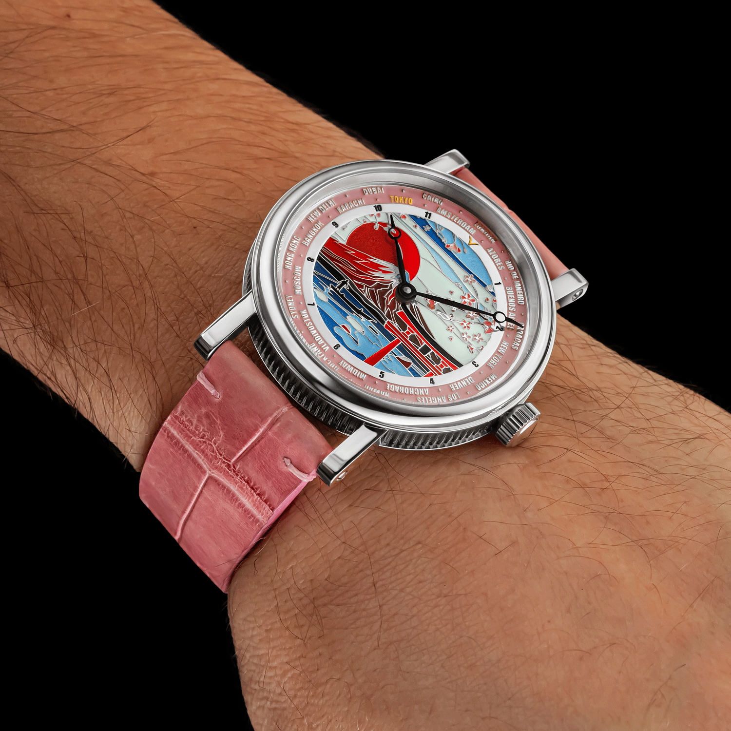 Front view of Designer watch worn on wrist - Tokyo