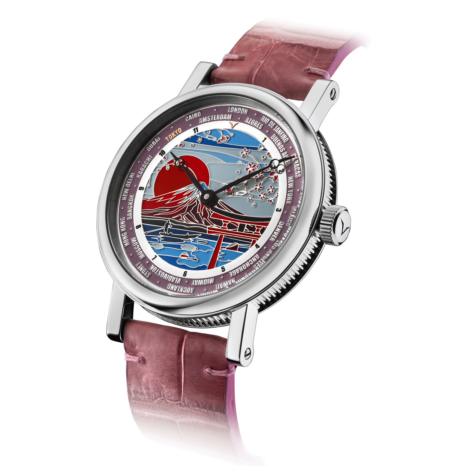 Luxury watch with side crown and detailed case finish - Tokyo watch