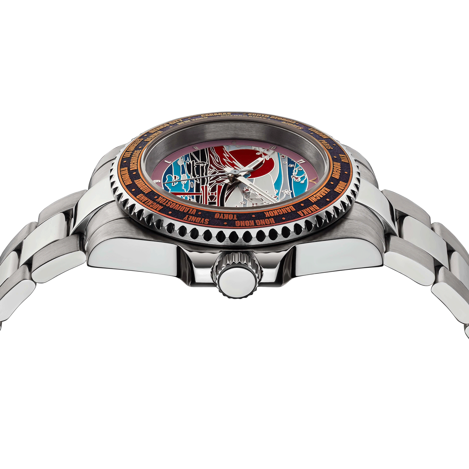 Art Deco watch with a detailed face on a white background