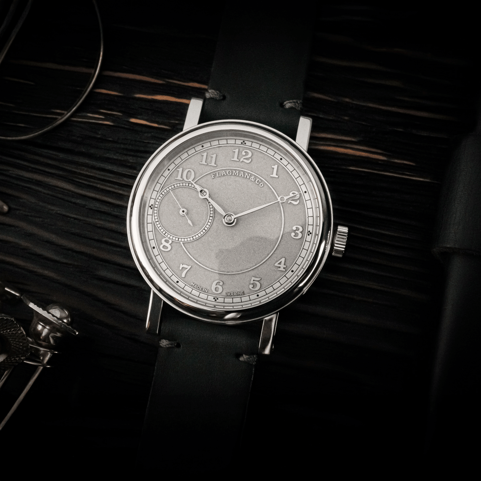 Lifestyle photo of Mechanical watch Bohemia Gray with detailed dial view