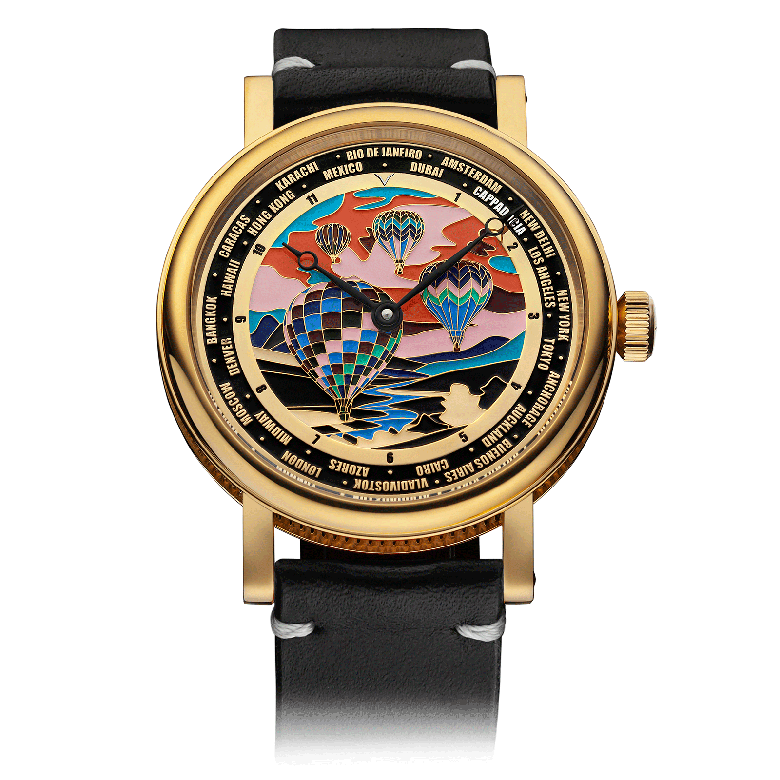 Black Leather Strap on Handmade Watch Cappadocia #color_black