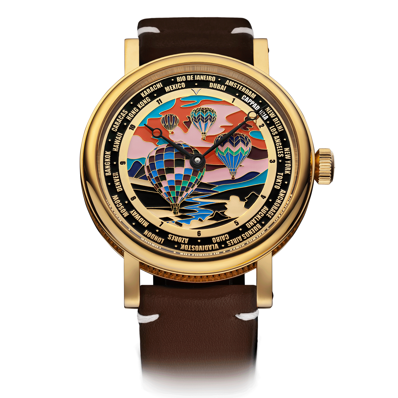 Brown Leather Strap on Art deco Watch Cappadocia #color_brown