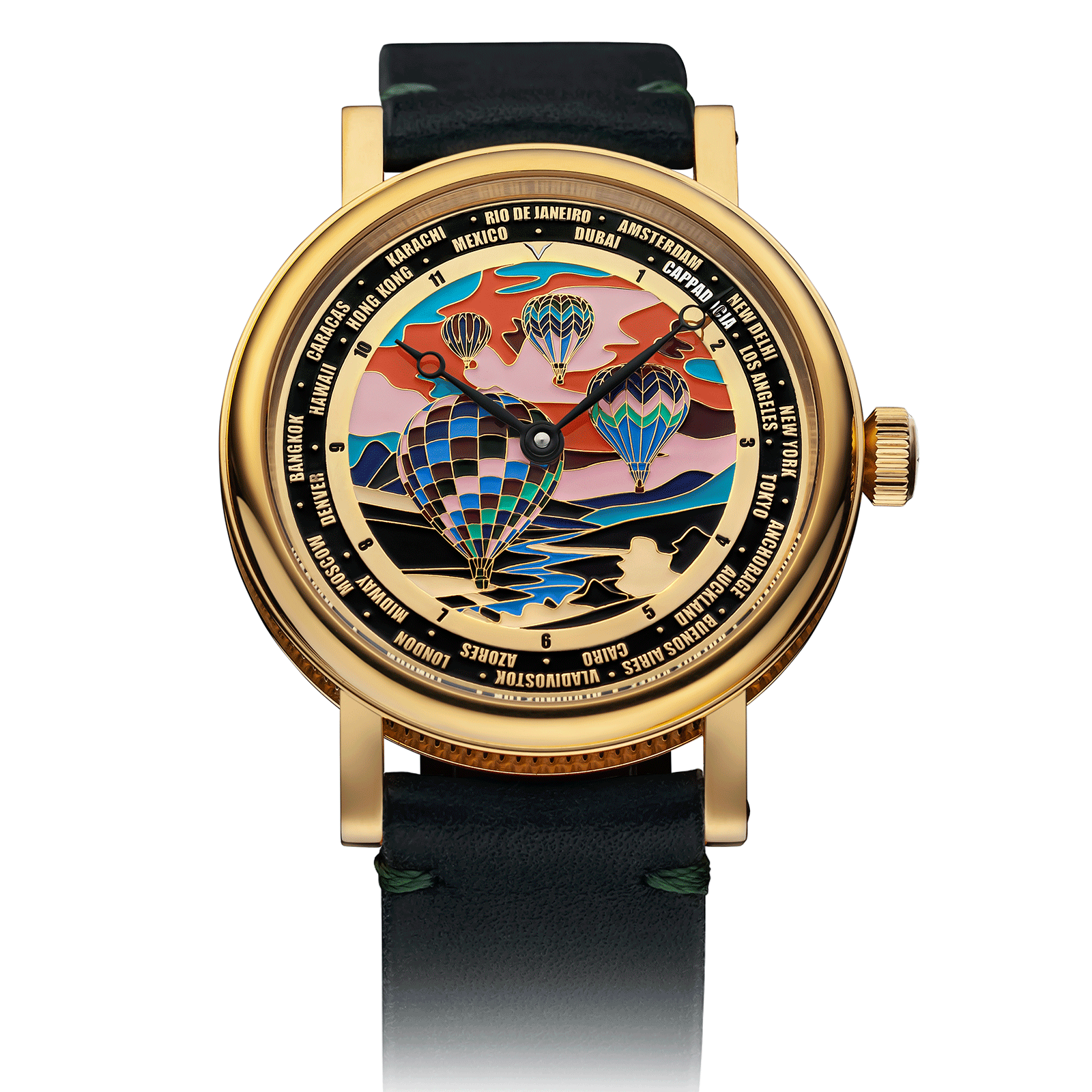 Green Leather Strap on Designer Watch Cappadocia #color_green