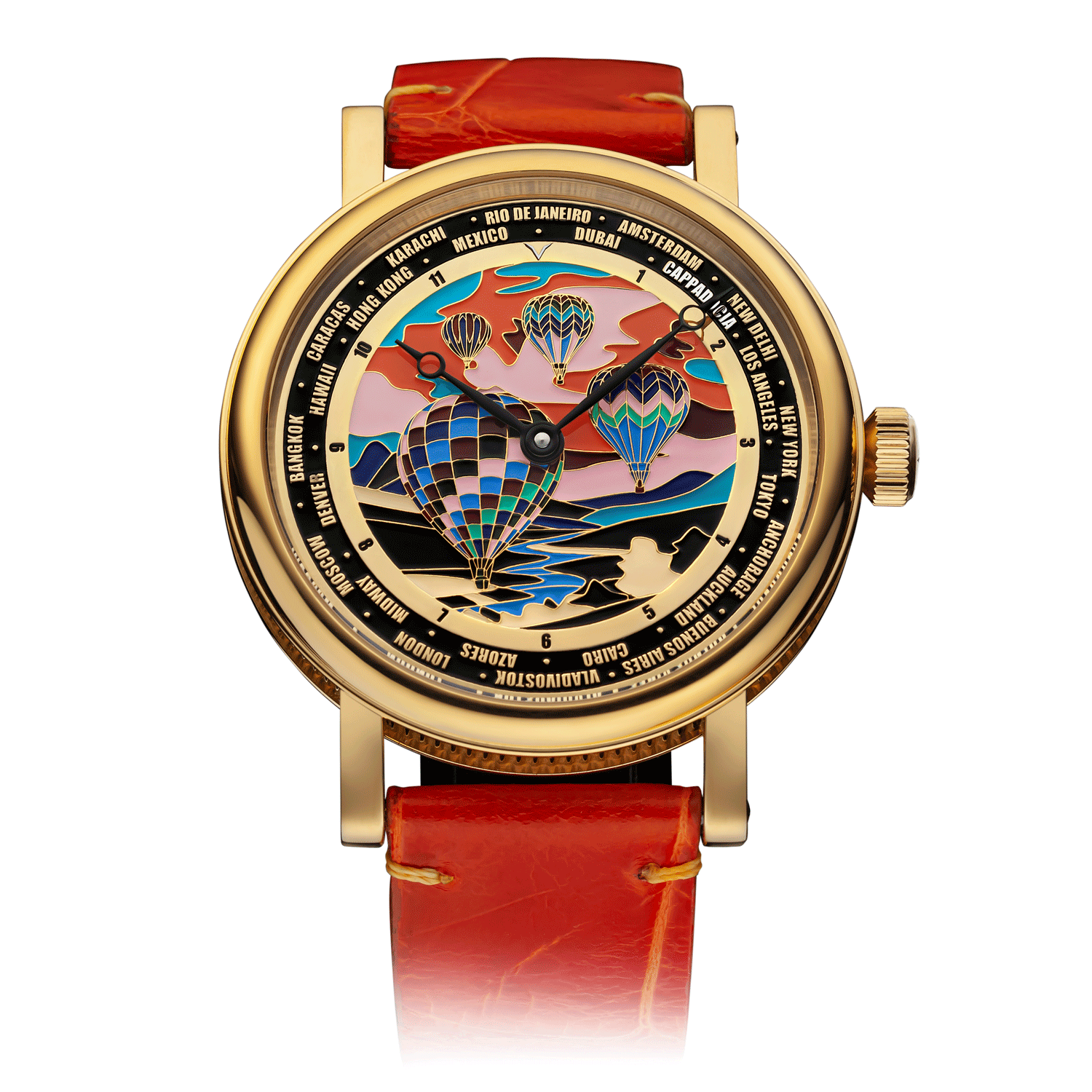 Orange Leather Strap on Handmade Watch Cappadocia #color_orange