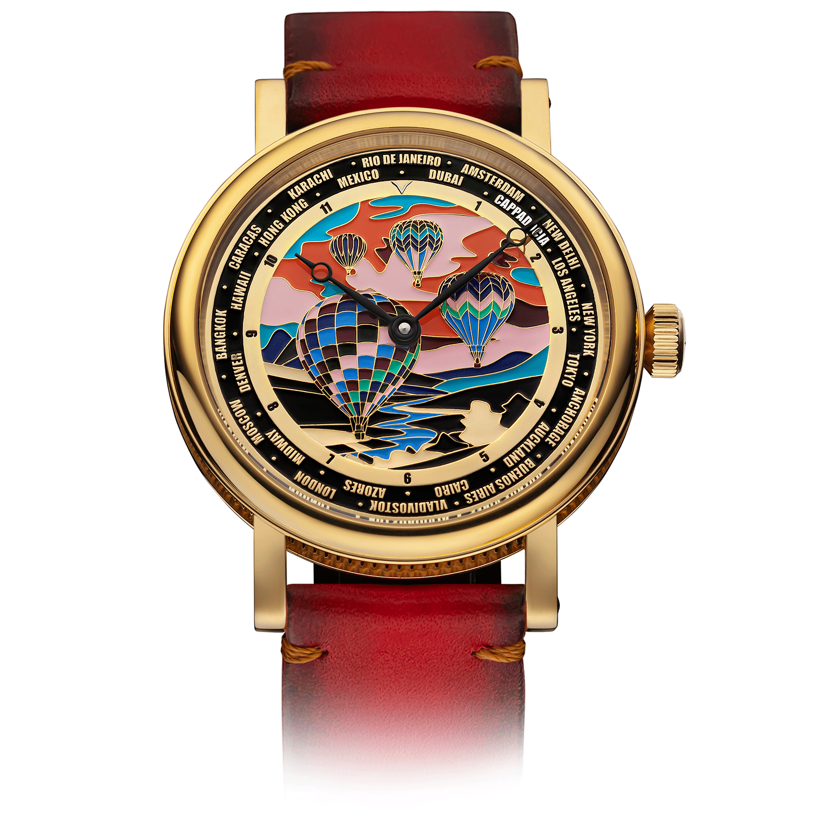 Red Leather Strap on Handmade Watch Cappadocia #color_red