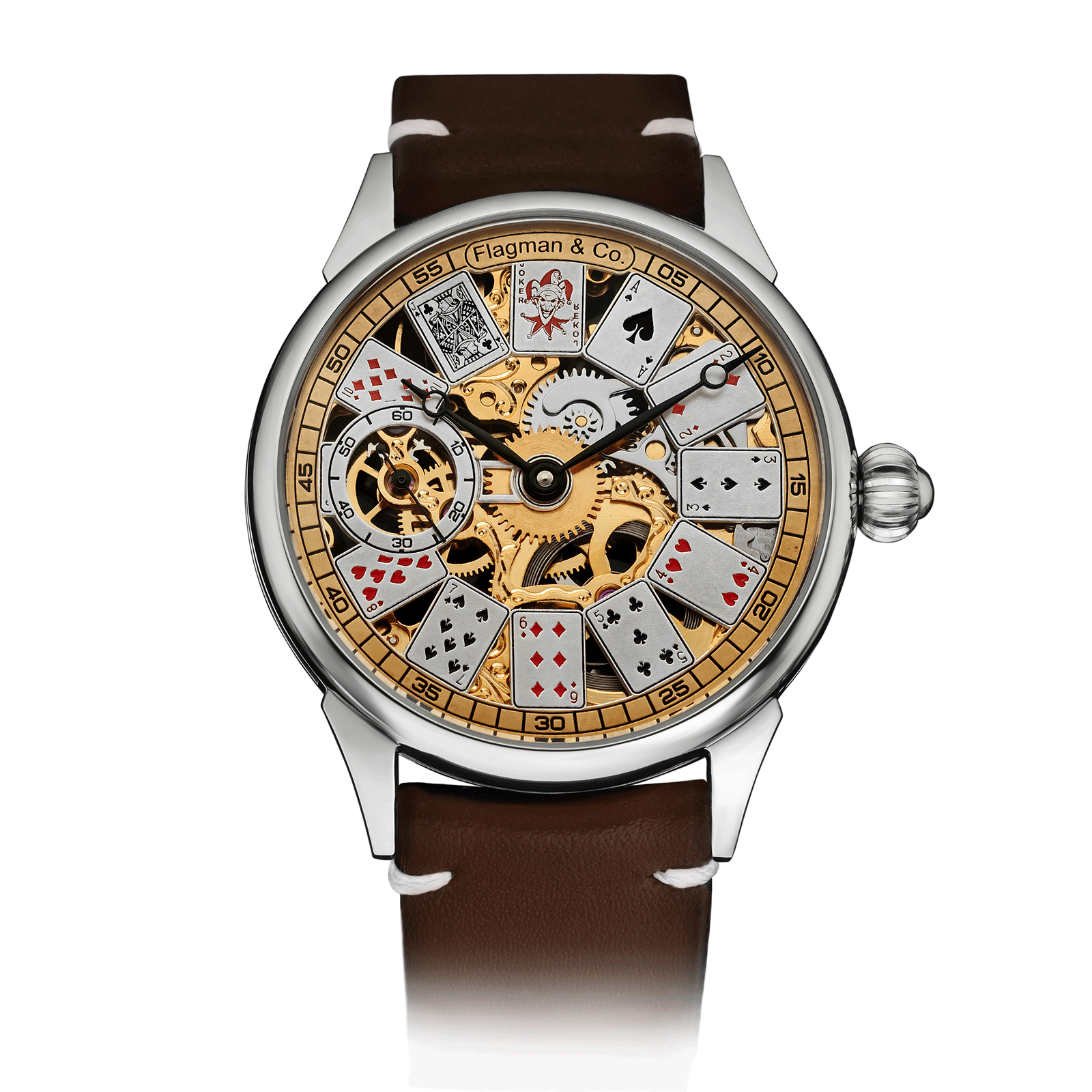 Brown Strap – Poker Skeleton Watch #color_brown