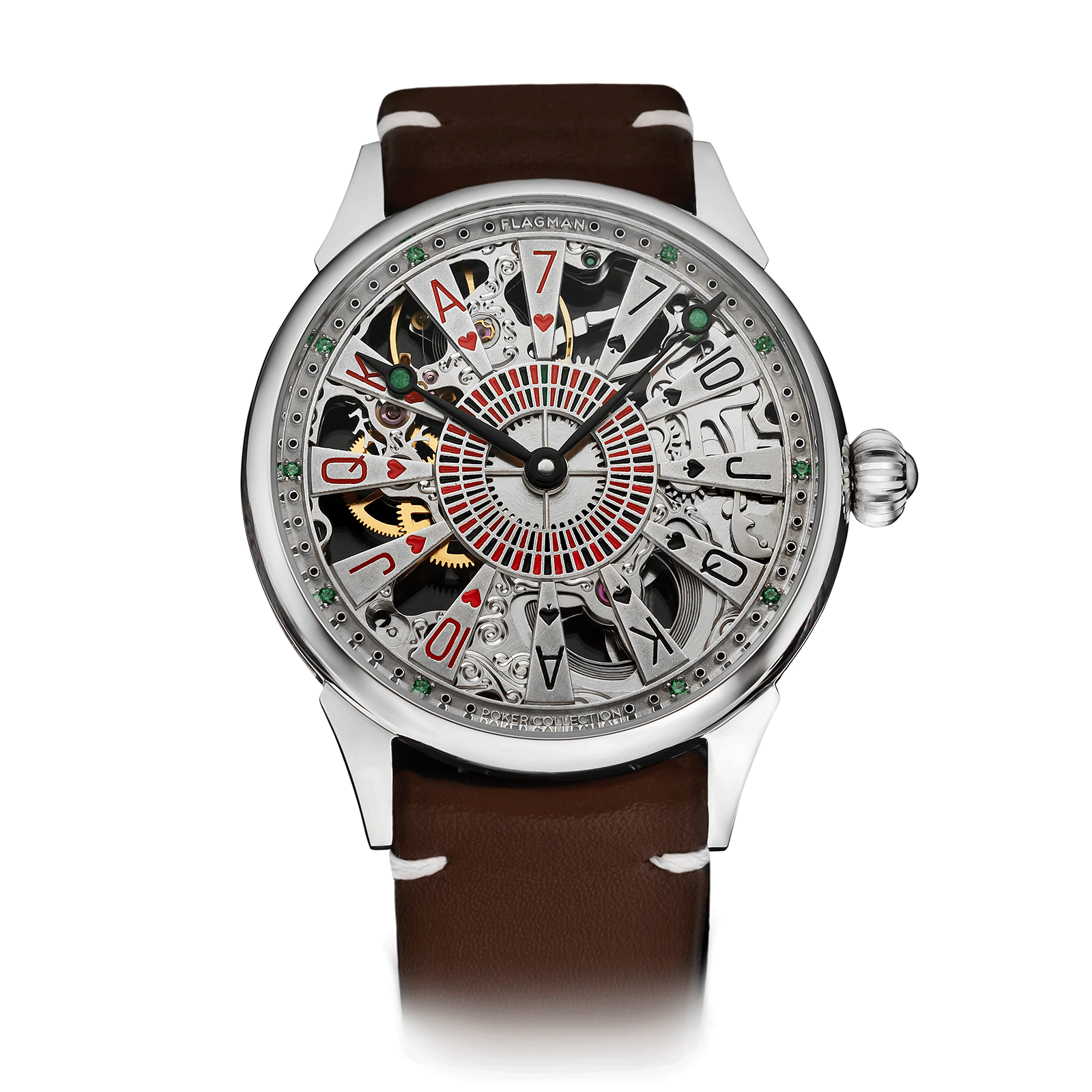 Brown Strap – Poker Skeleton Watch #color_brown