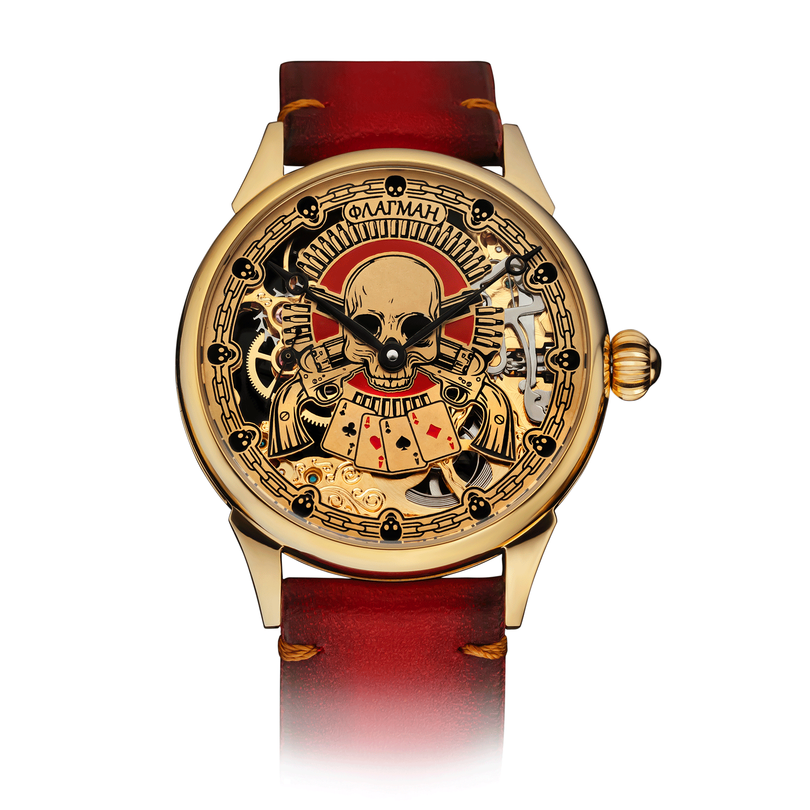 Red Strap Skeleton Watch – Royal Gears #color_red