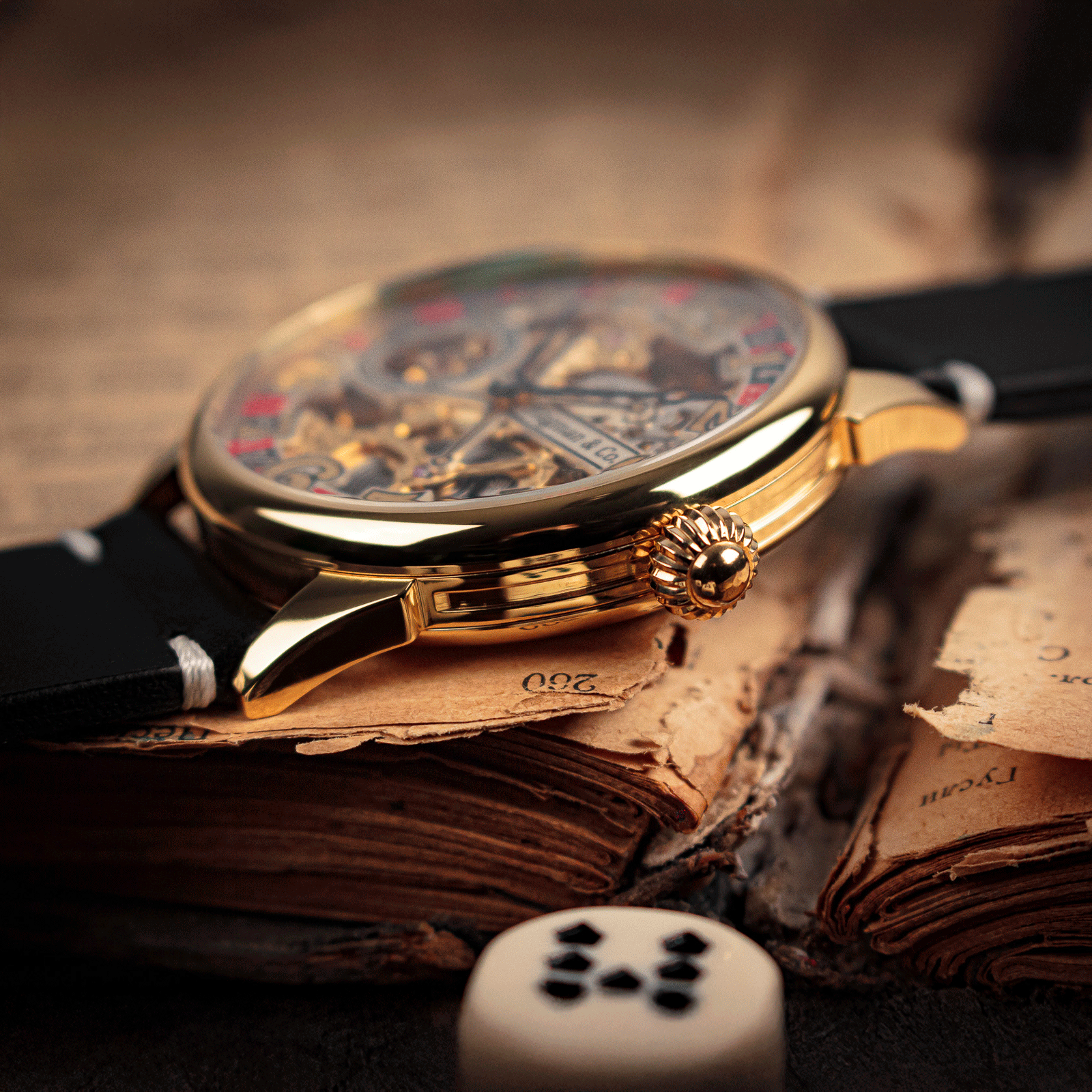 Lifestyle photo of casino watch in casino-inspired setting – mechanical roulette watch