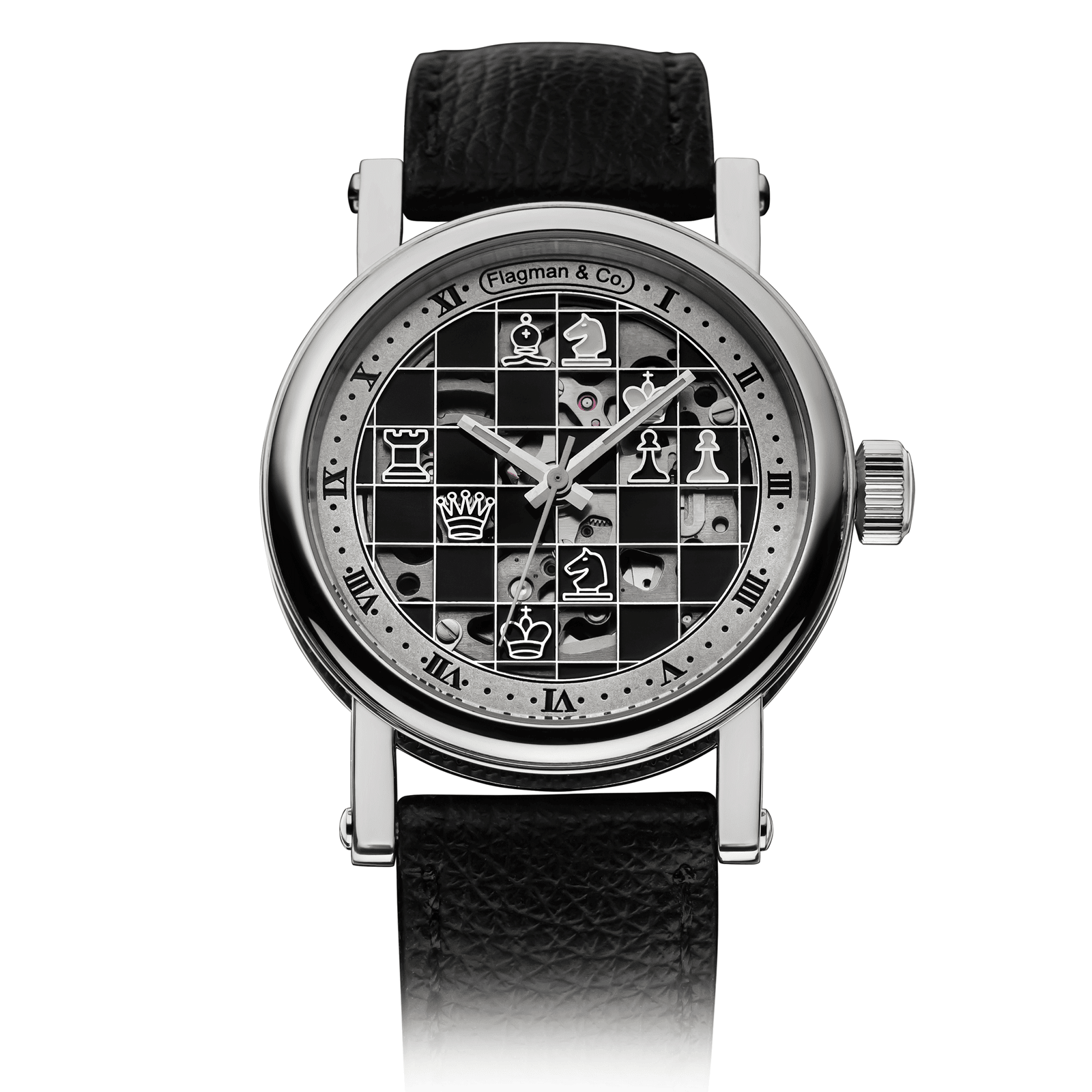 Checkmate mini Black handmade watch – Black Strap #color_black
