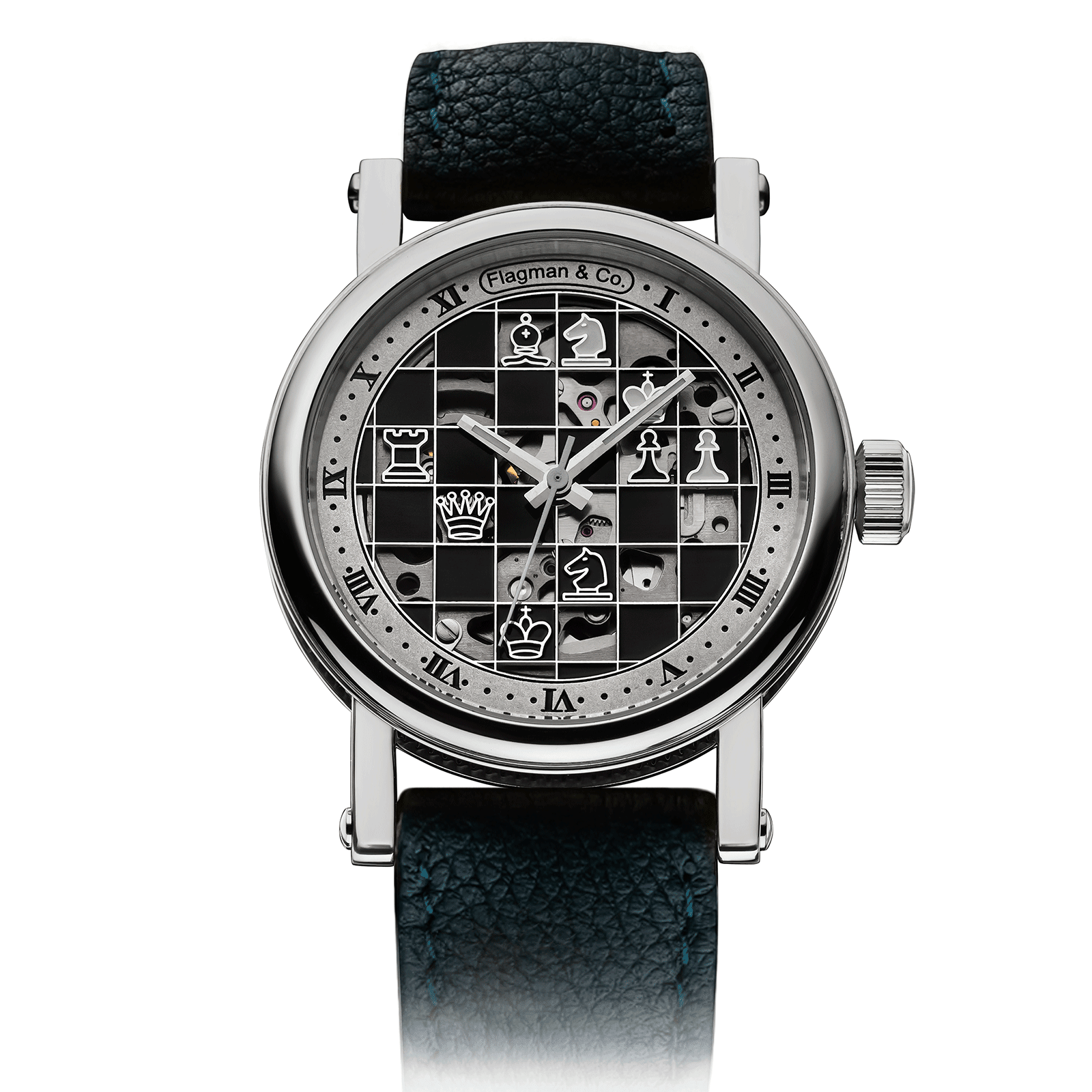 Checkmate mini Black - automatic mechanical watch – Green Strap #color_green