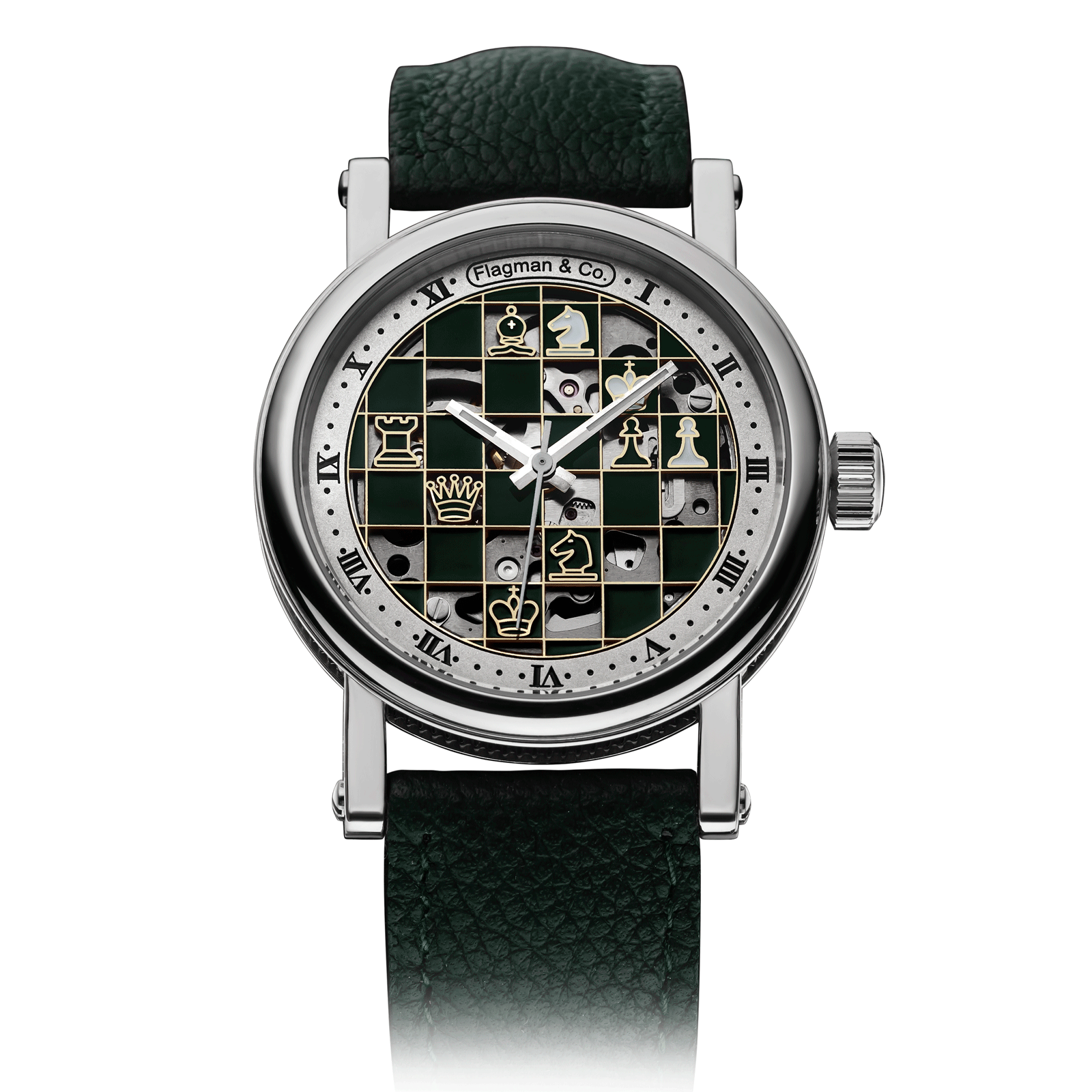 Checkmate mini Green - automatic mechanical watch – Green Strap #color_green