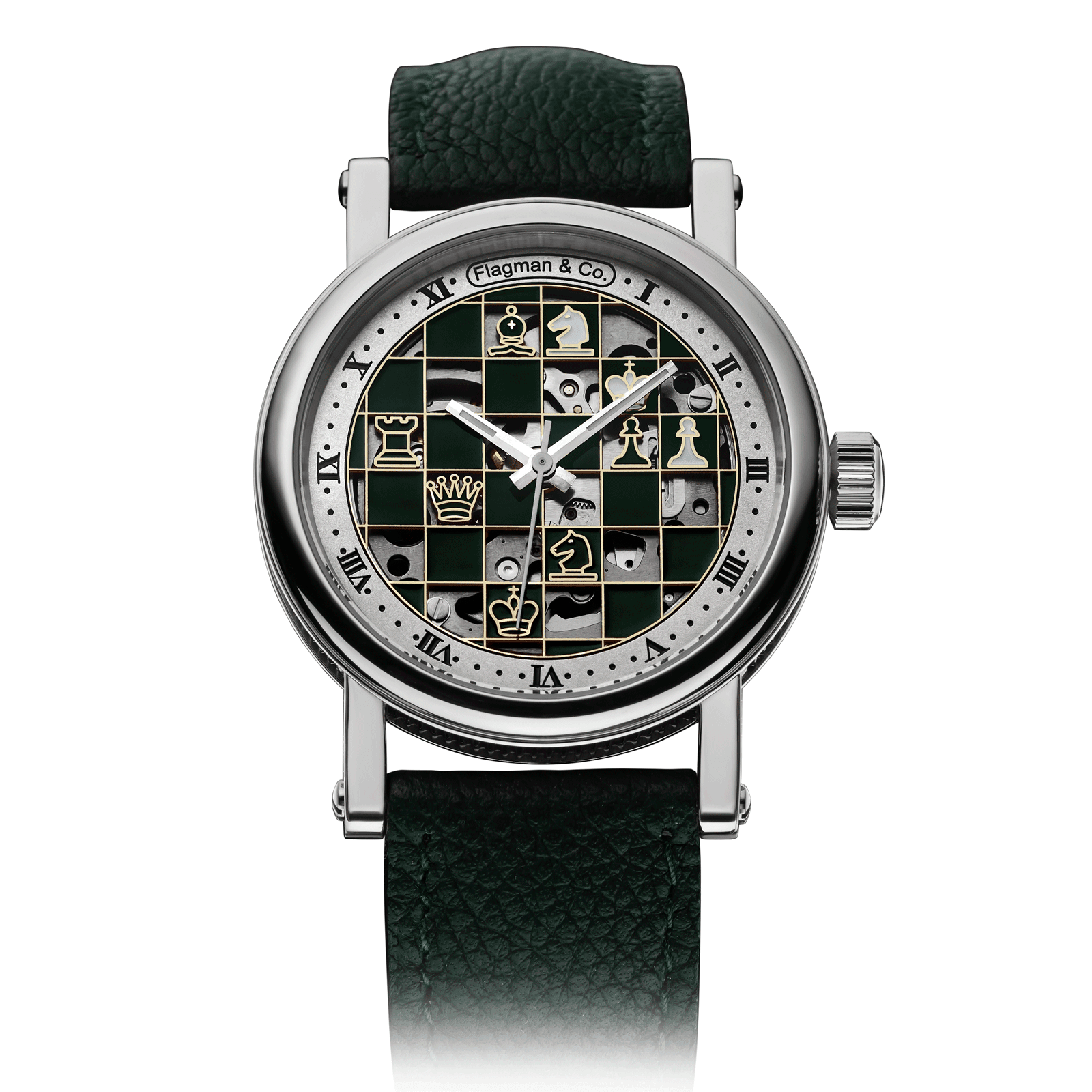 Checkmate mini Green - automatic mechanical watch – Green Strap #color_green