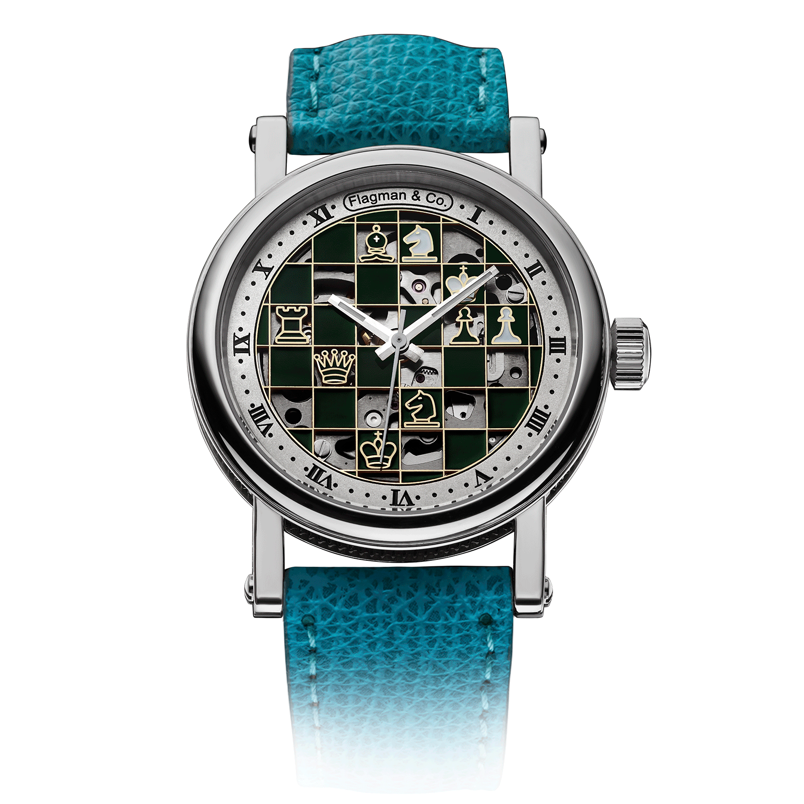Checkmate mini Green - mens chess watch – Lagune Strap #color_lagune