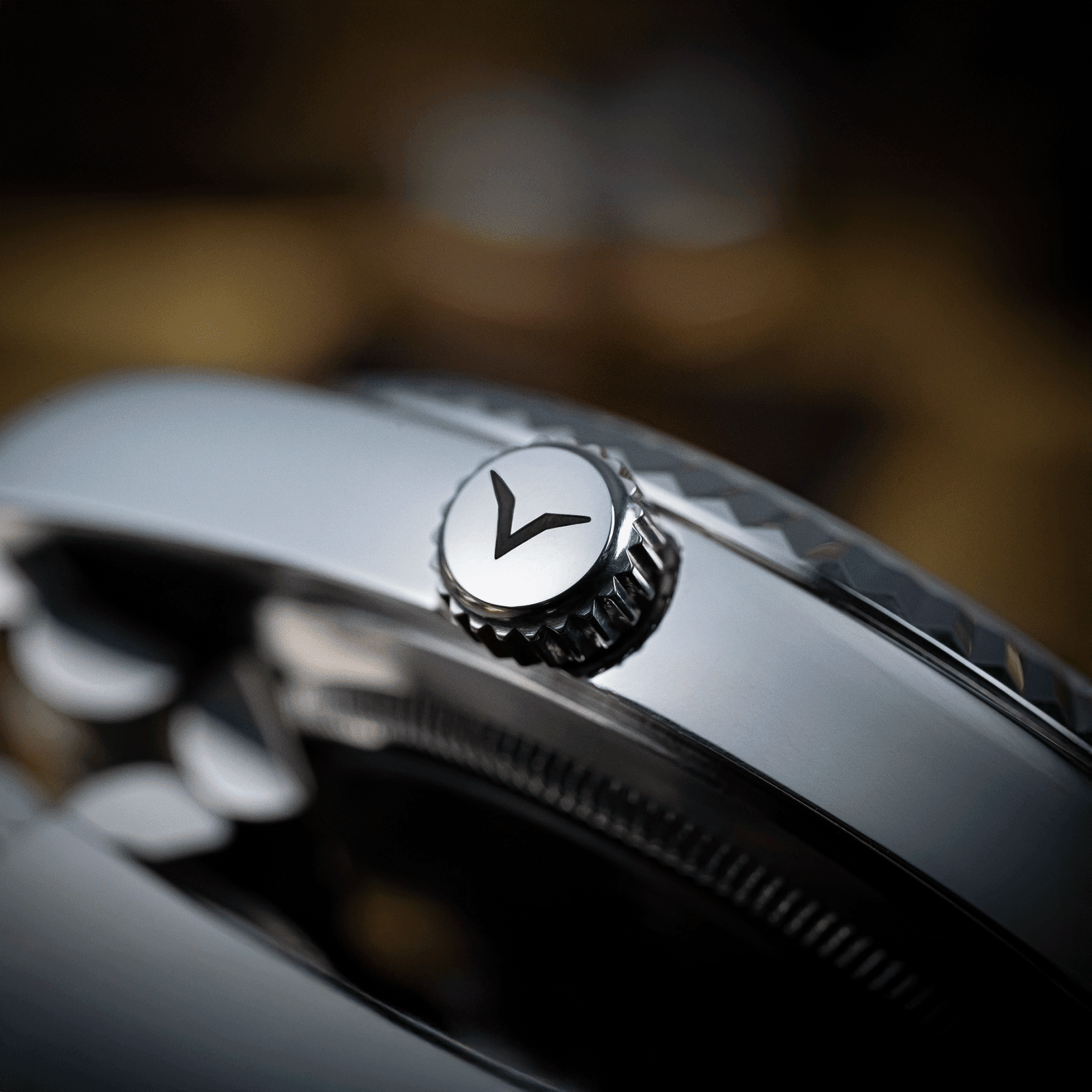 Front view of handmade watch crown – Chess watch