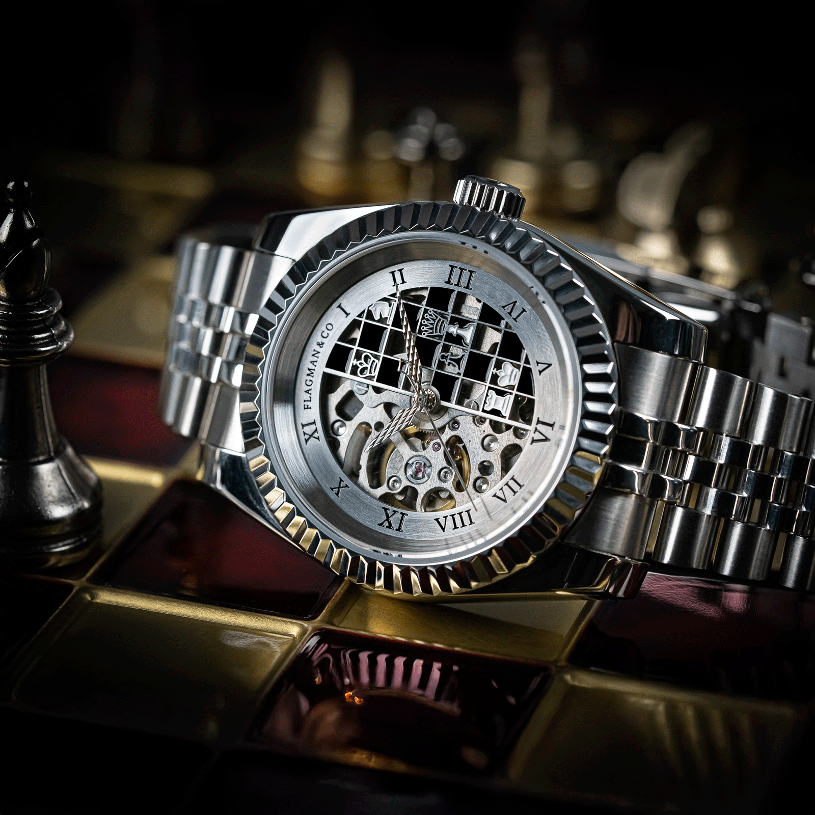 Lifestyle photo of Mechanical Watch in checkmate watch - Chess