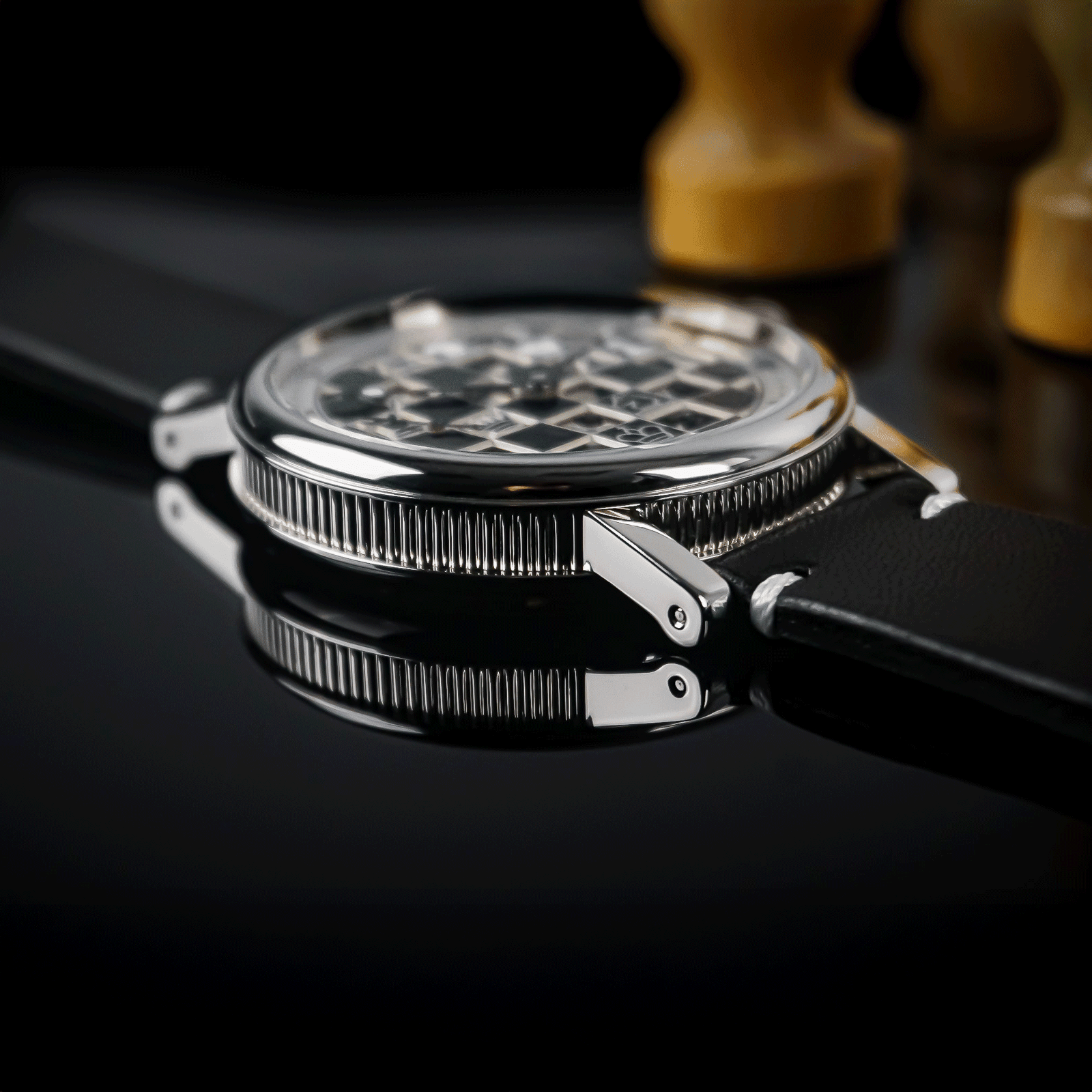Front view of Chess watch – mechanical watch
