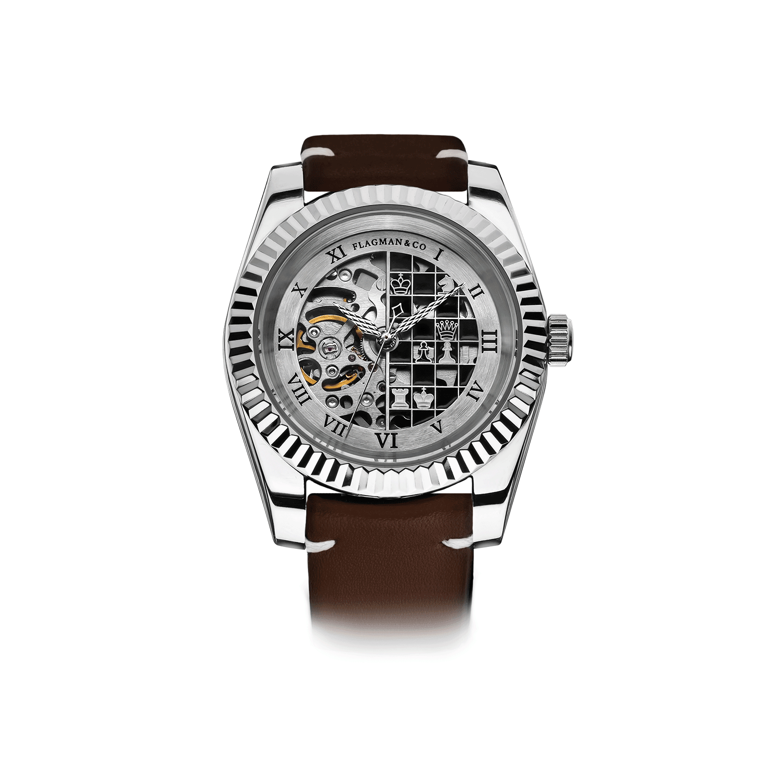 Handmade watch Chess – Brown Strap #color_brown