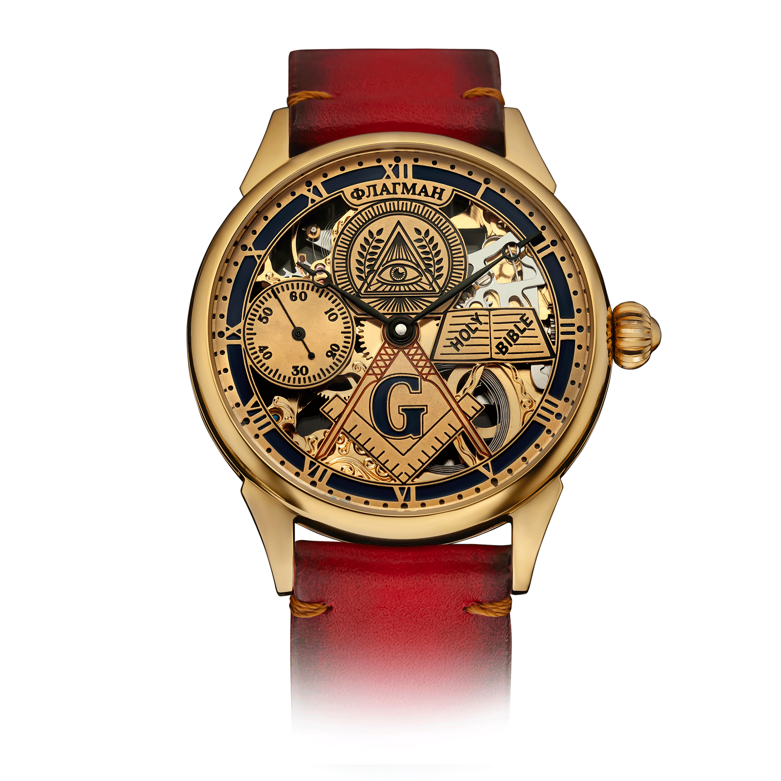 Red Strap Skeleton Watch – Masonic watch #color_red