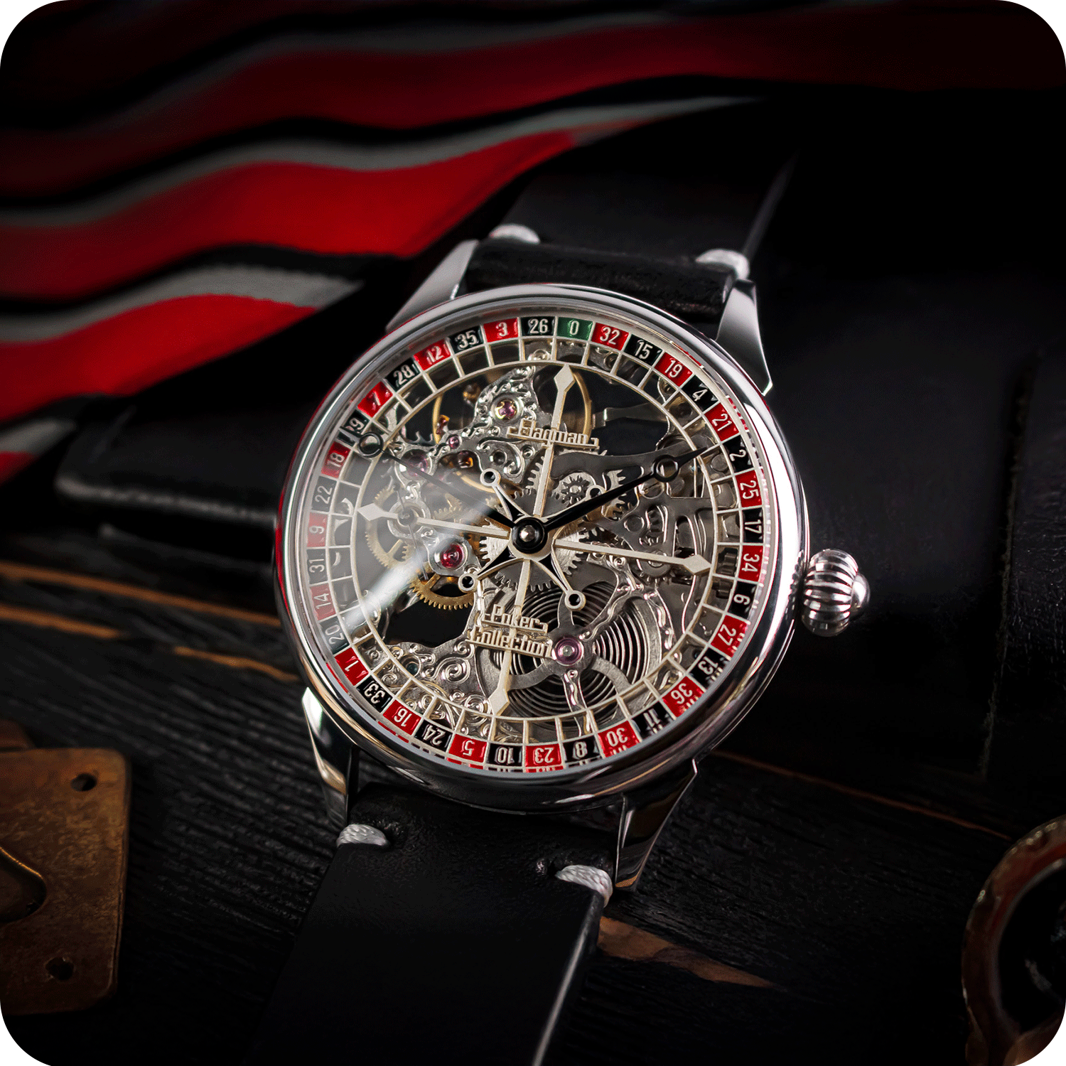 Handmade skeleton watch from the Gambling Collection