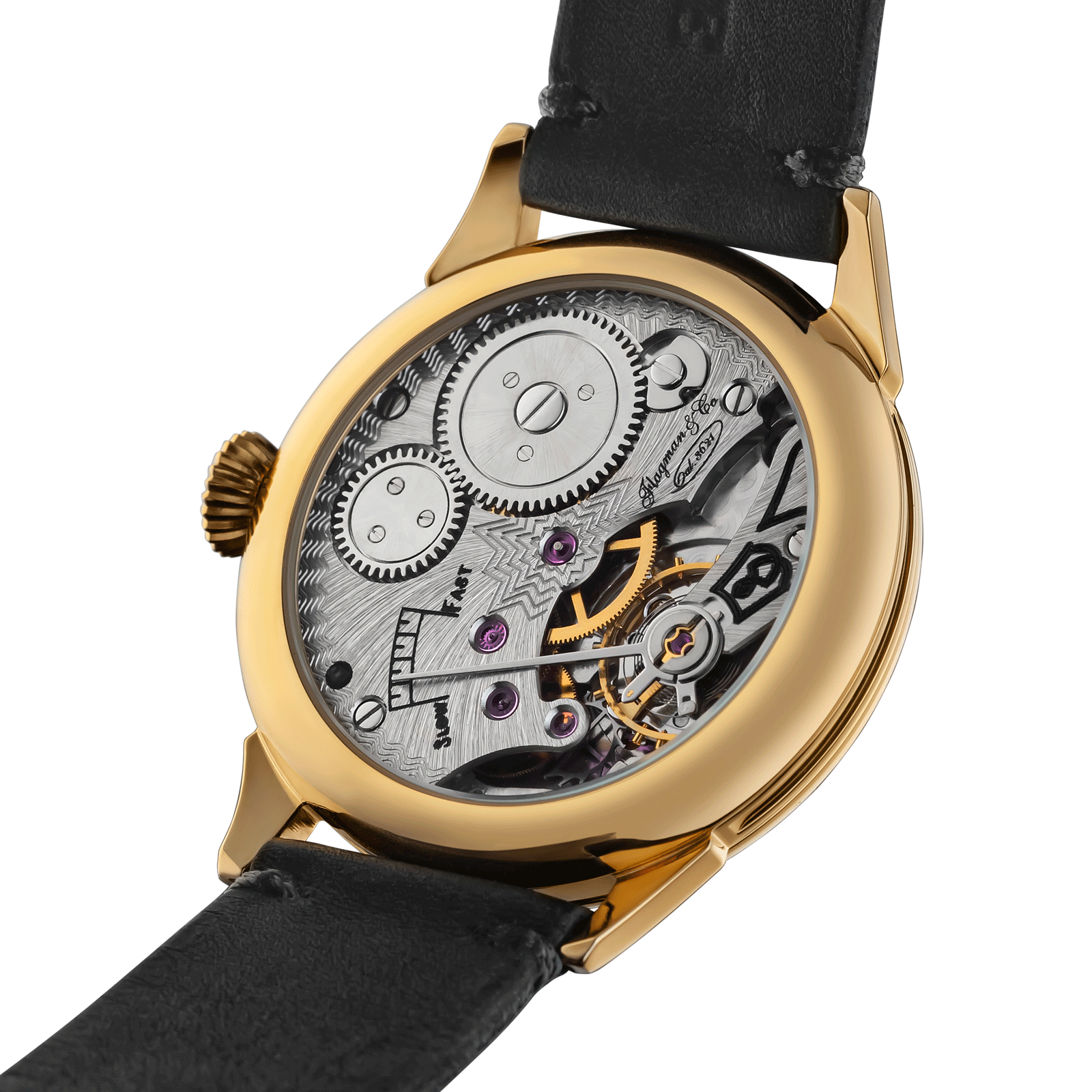 Back view of Mechanical watch – exposed movement
