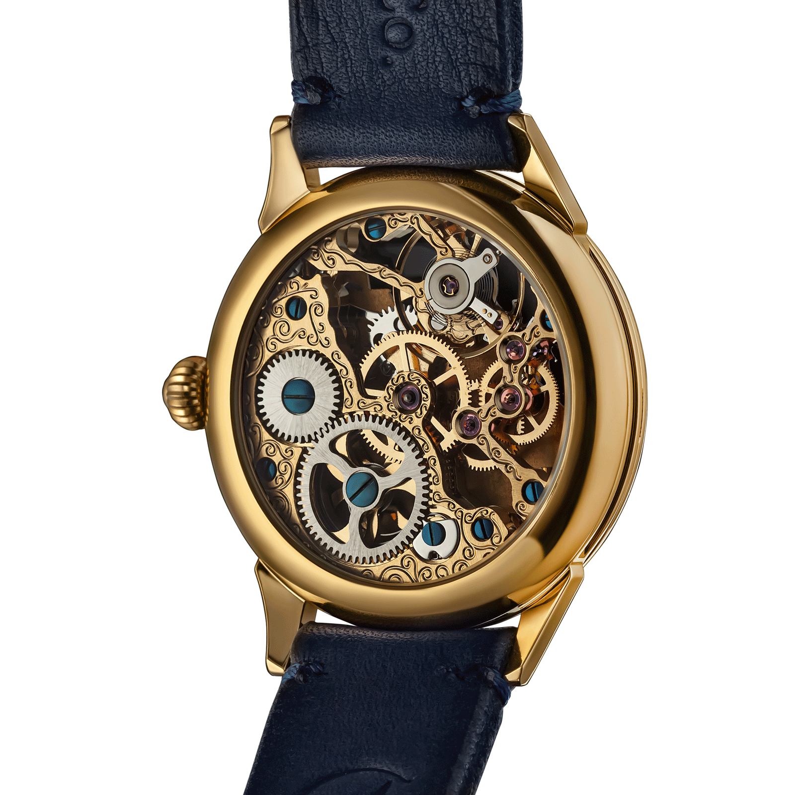 Back view of Mechanical watch – exposed movement